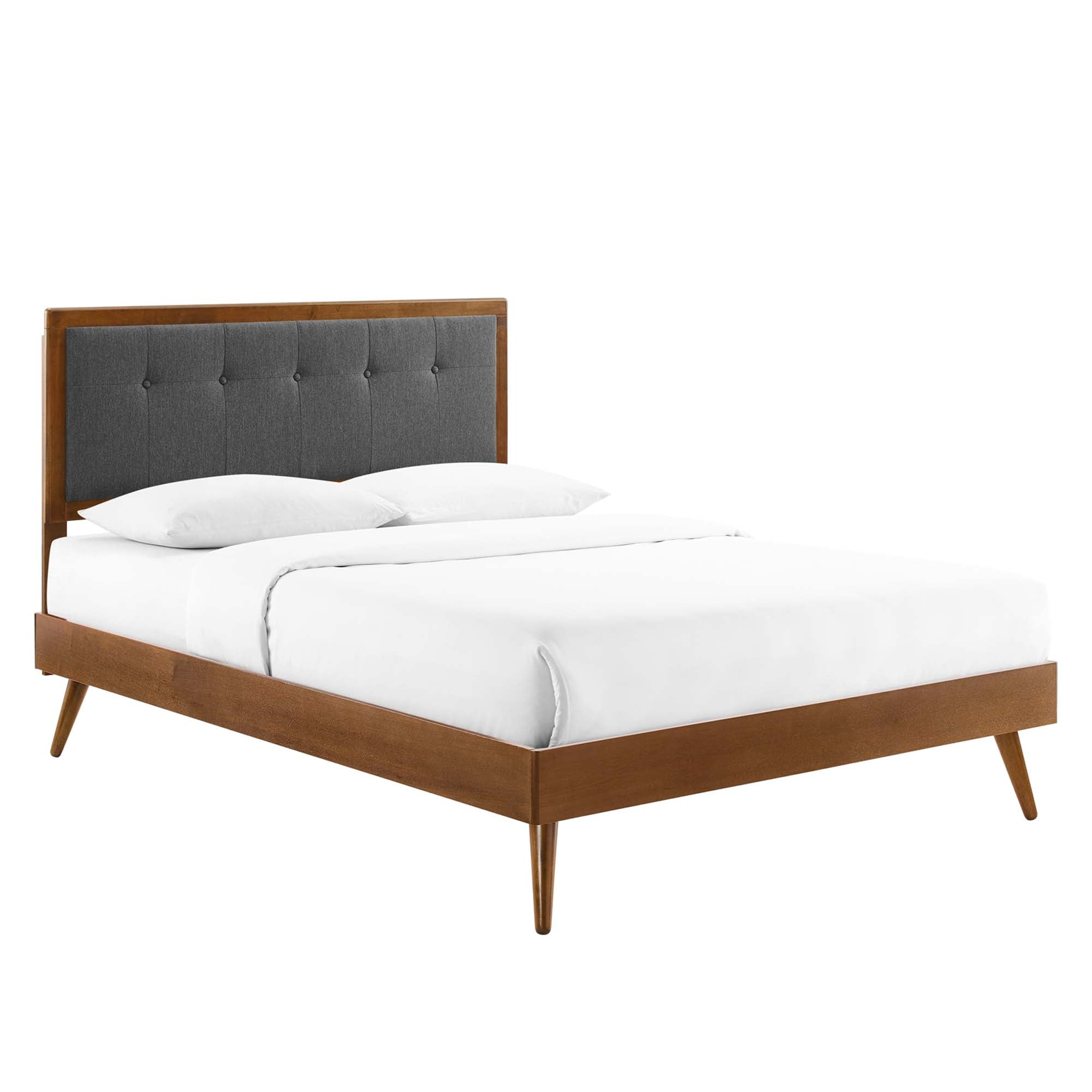 Willow Grey Azure Queen Wood Platform Bed With Splayed Legs