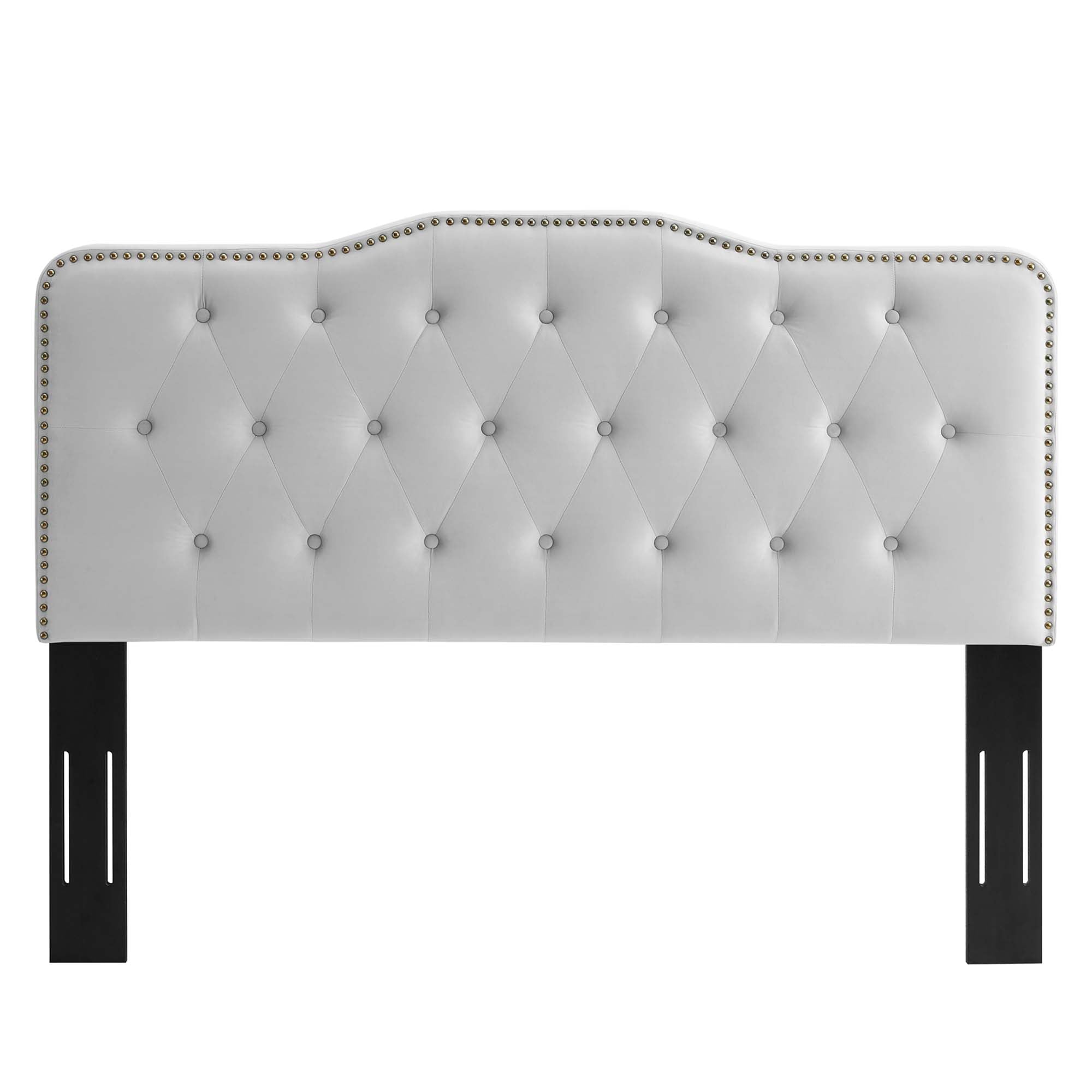 Sophia Tufted Performance Velvet Twin Headboard, Light Gray