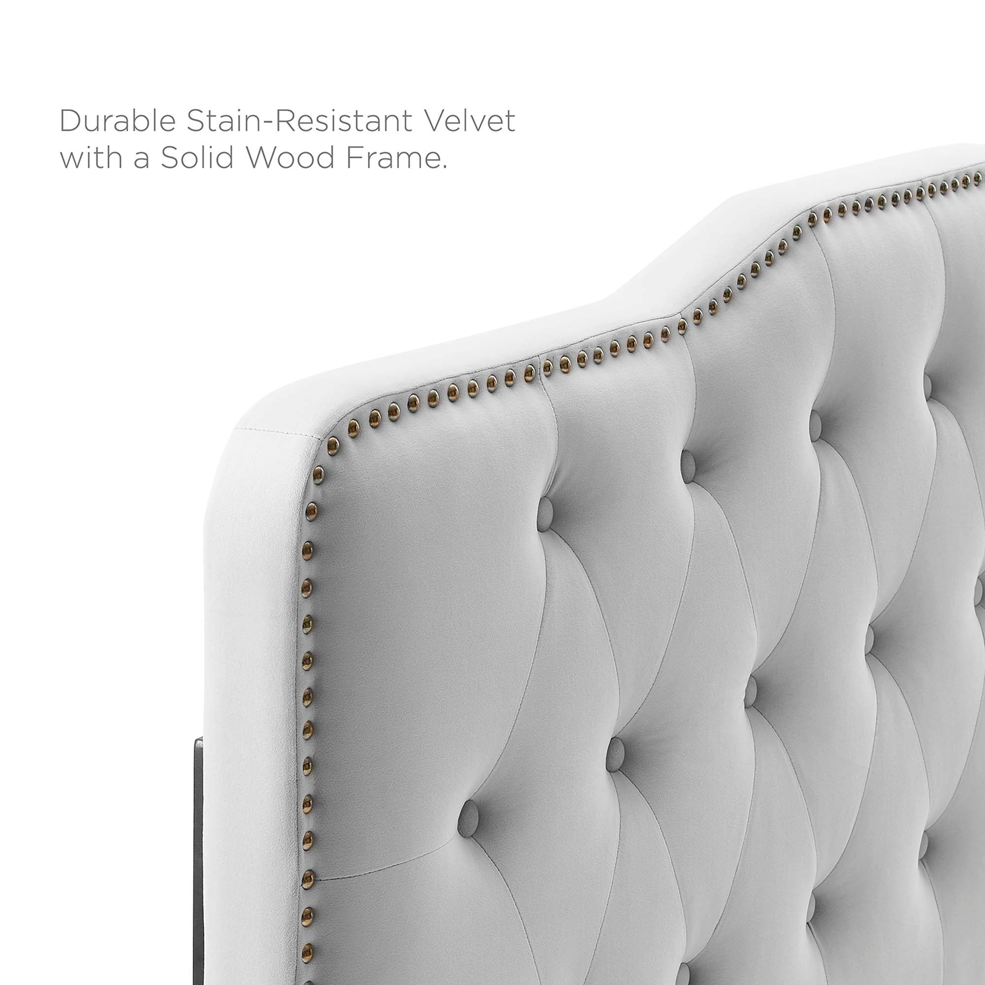 Sophia Tufted Performance Velvet King/California King Headboard, Light Gray