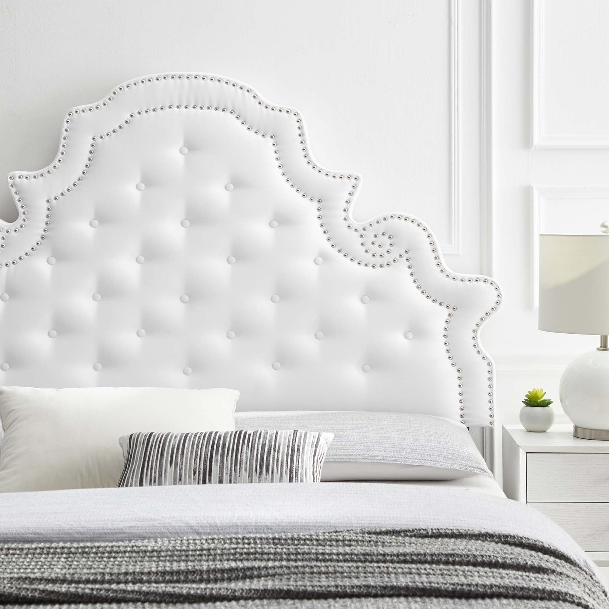 Diana Tufted Performance Velvet Full/Queen Headboard, White