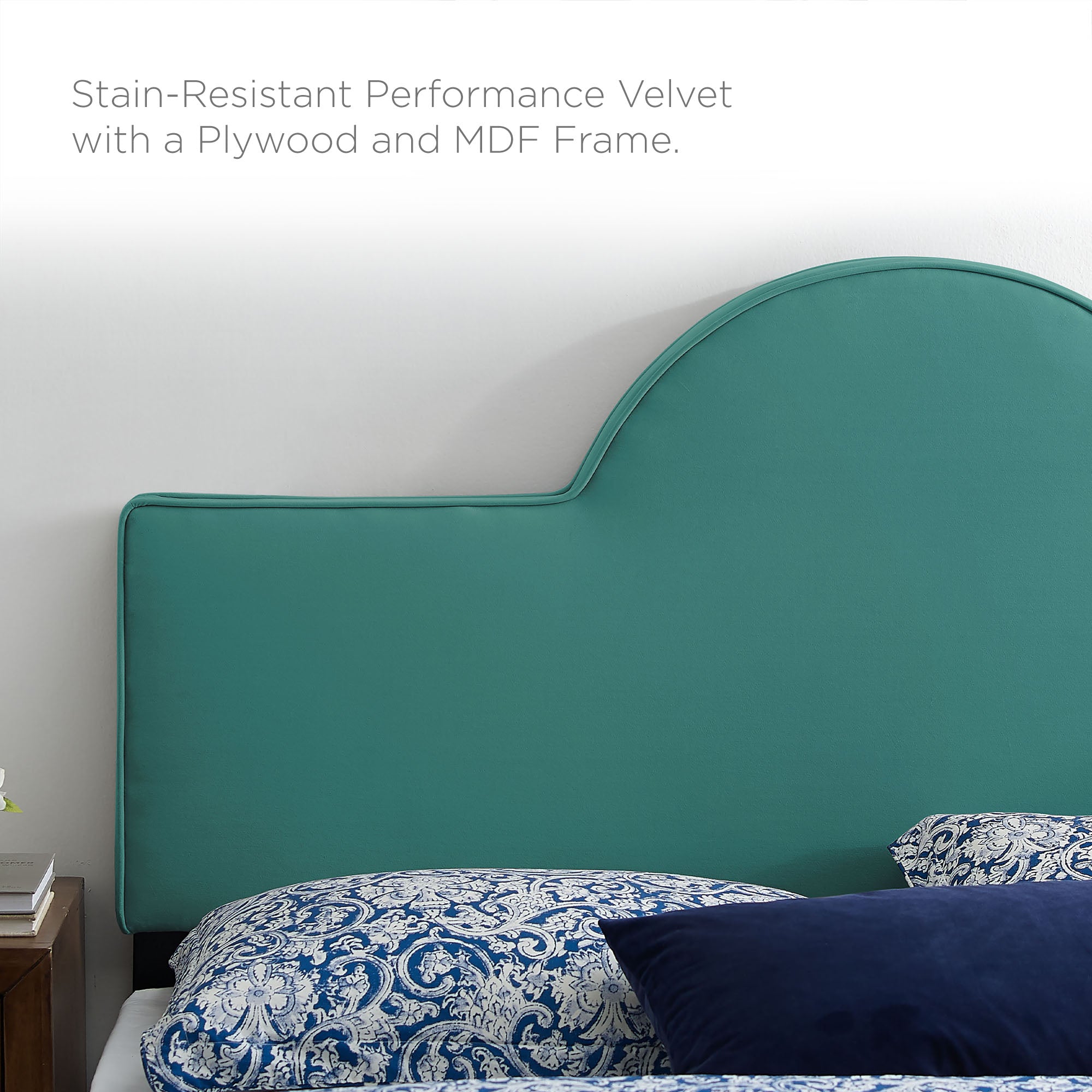 Sunny Teal Performance Velvet Queen Bed