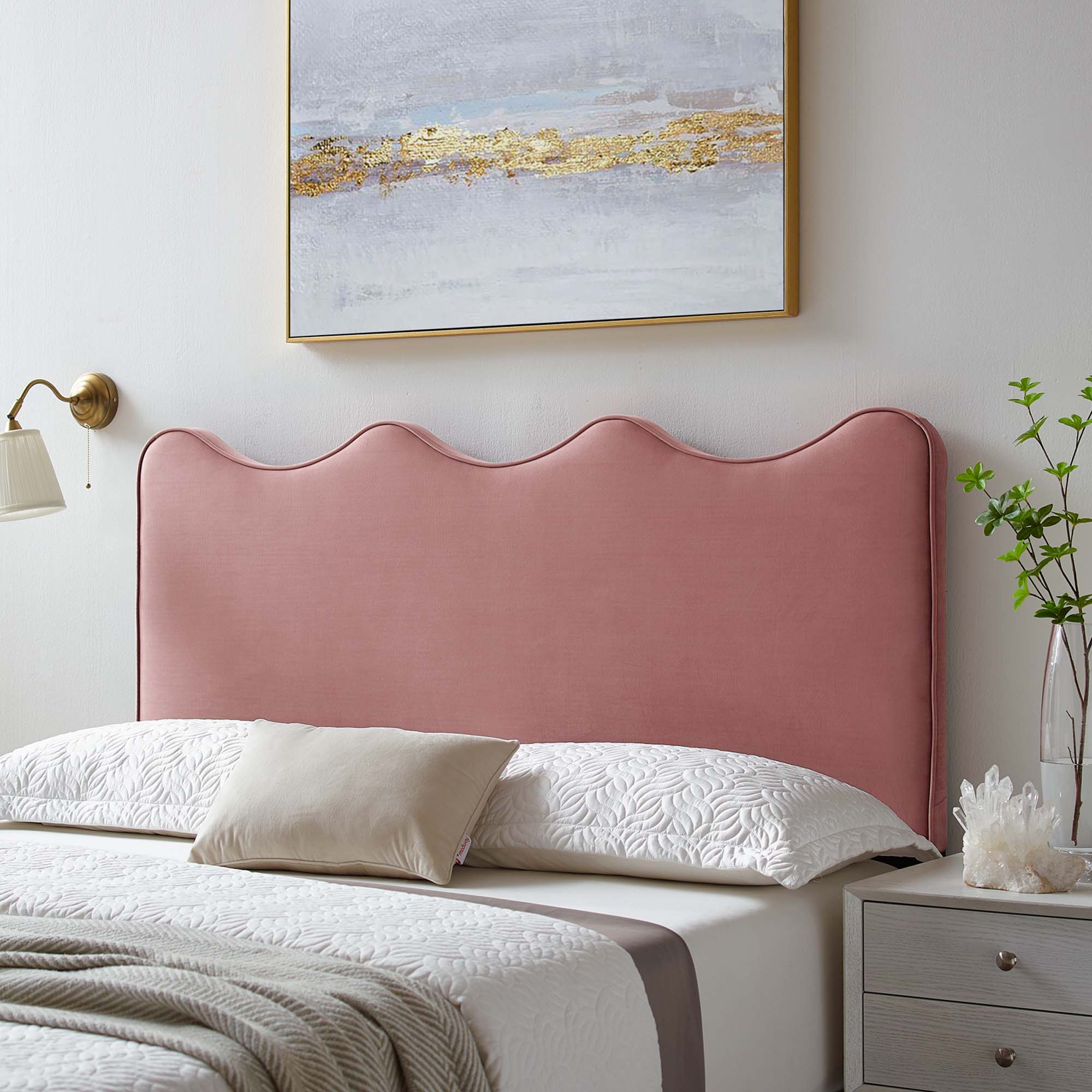 Athena Performance Velvet Full/Queen Headboard, Dusty Rose