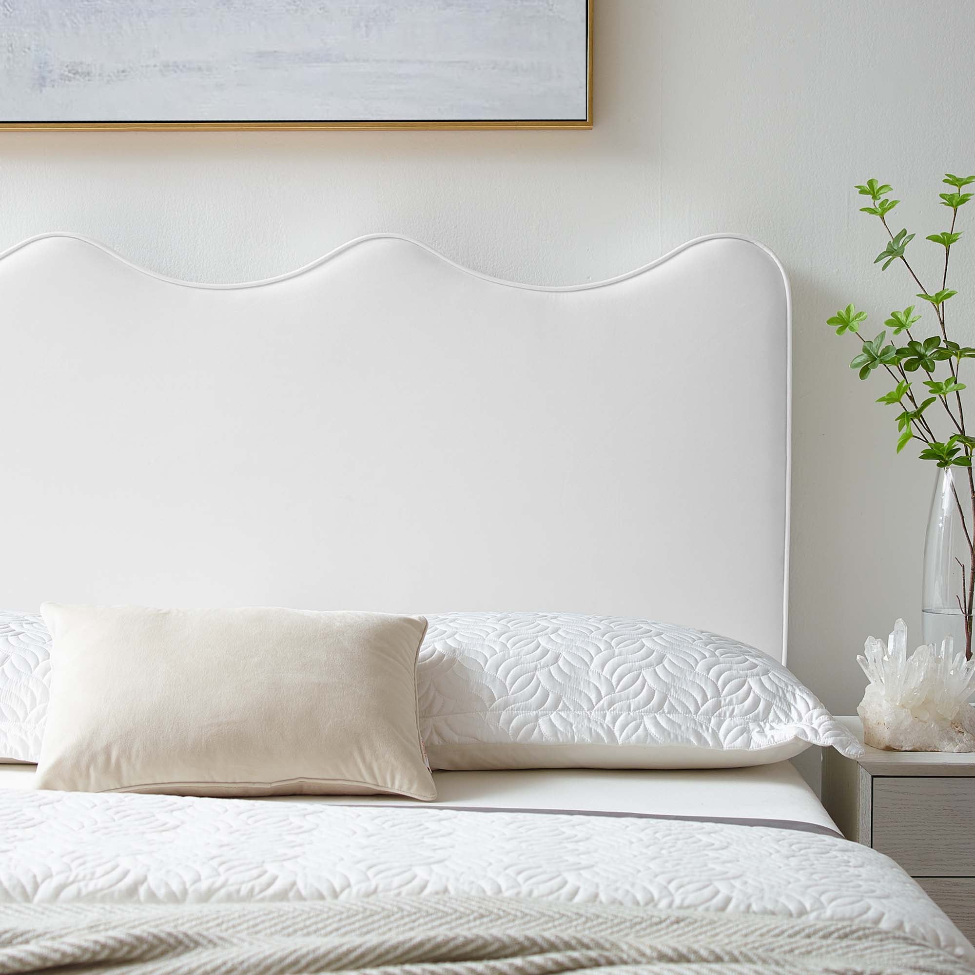 Athena Performance Velvet Full/Queen Headboard, White