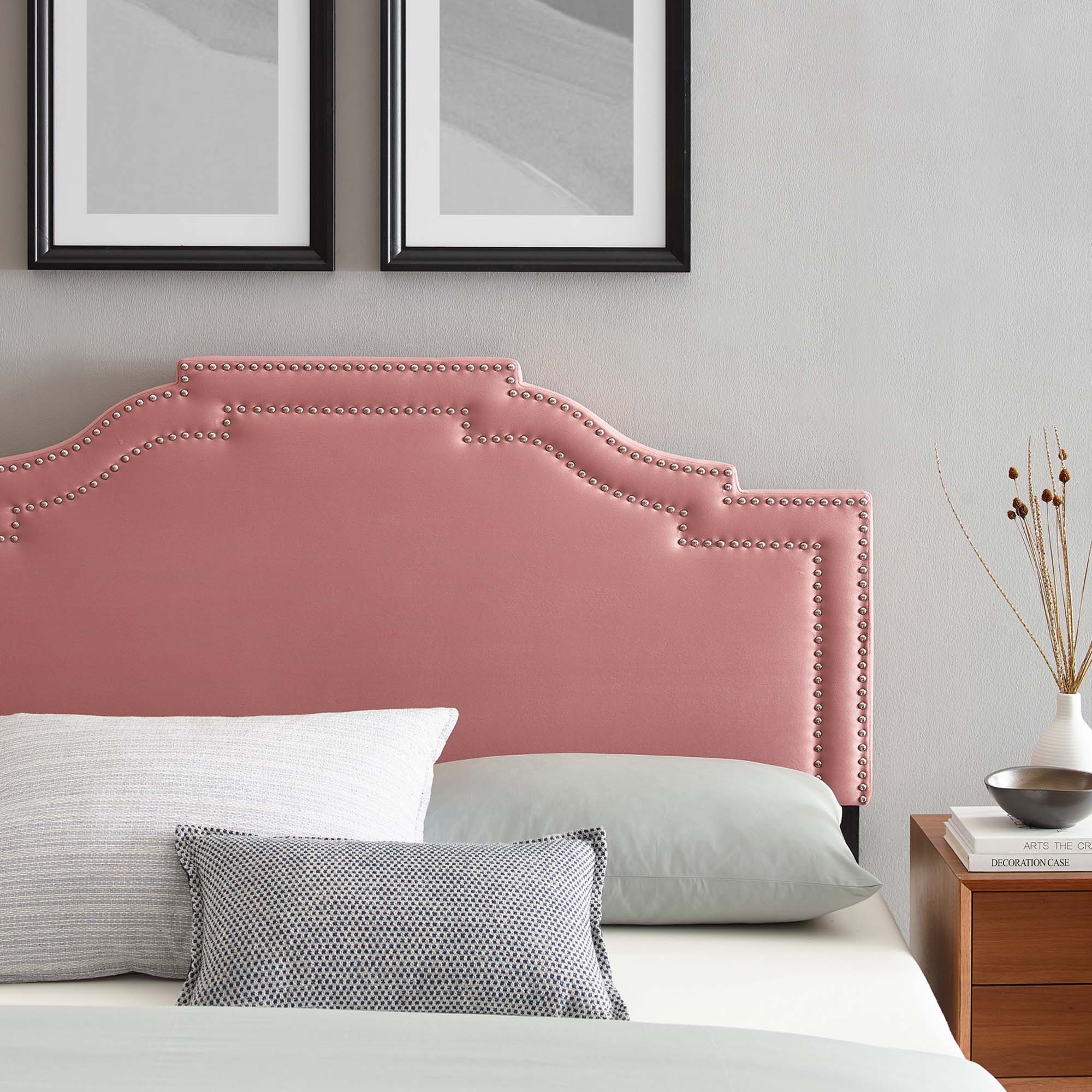 Adelaide Dusty Rose Performance Velvet Queen Platform Bed