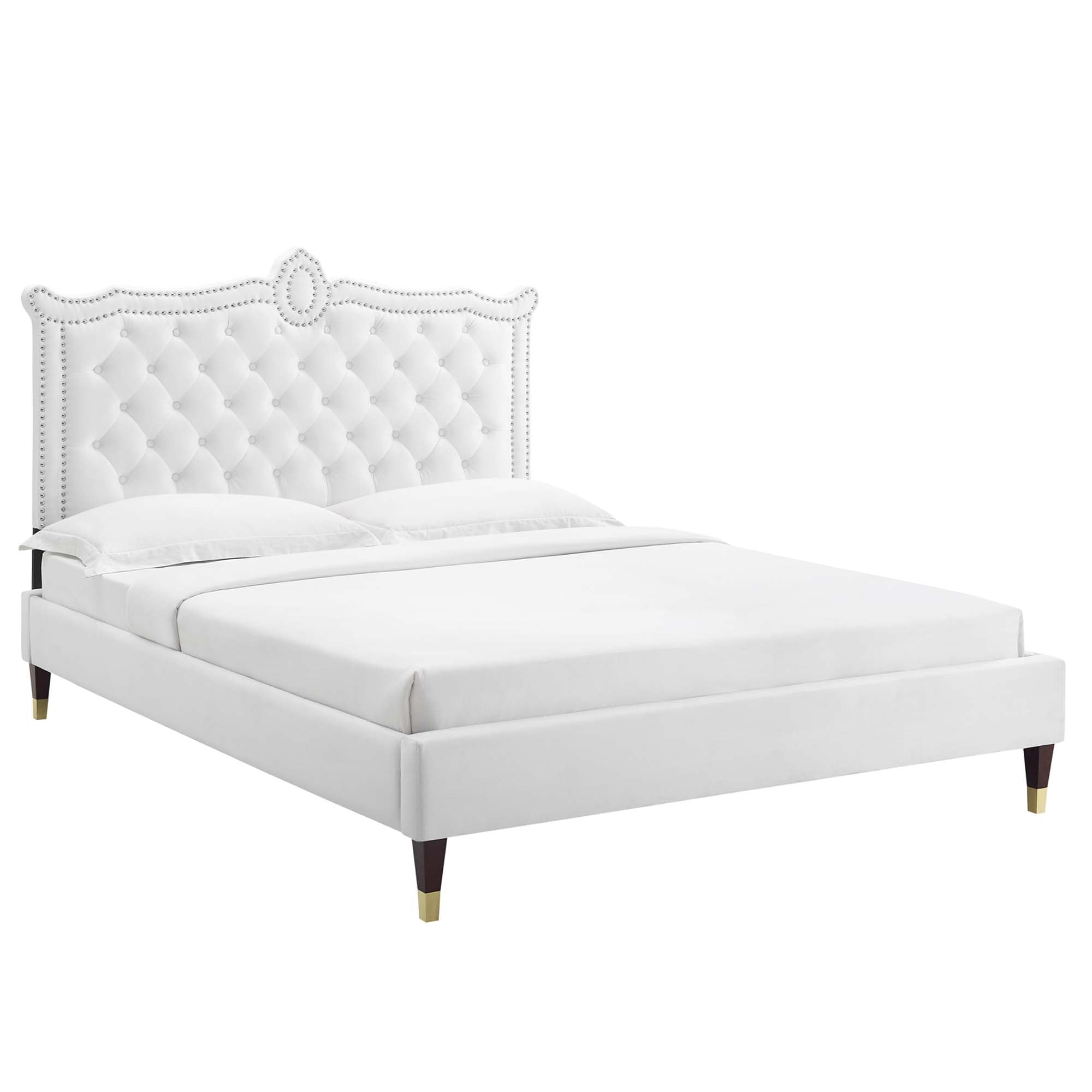 Clara Charcaol Performance Velvet Queen Platform Bed