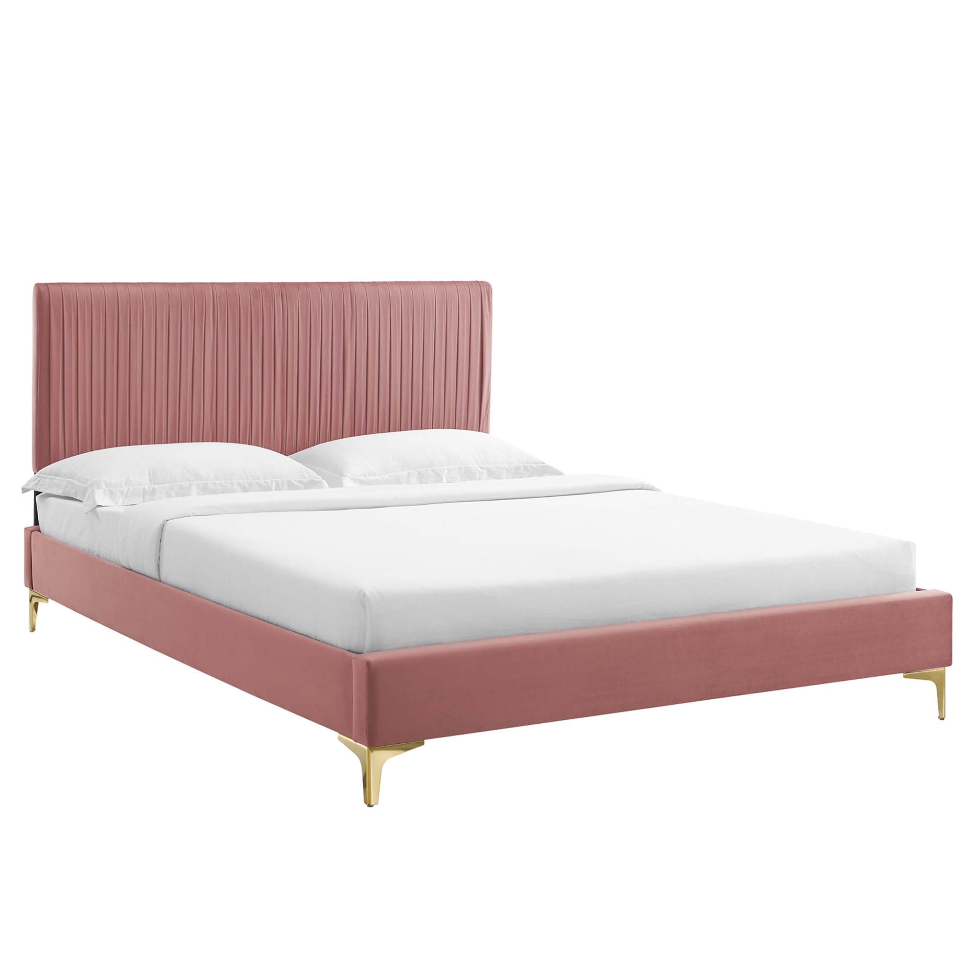 Peyton White Performance Velvet Queen Platform Bed