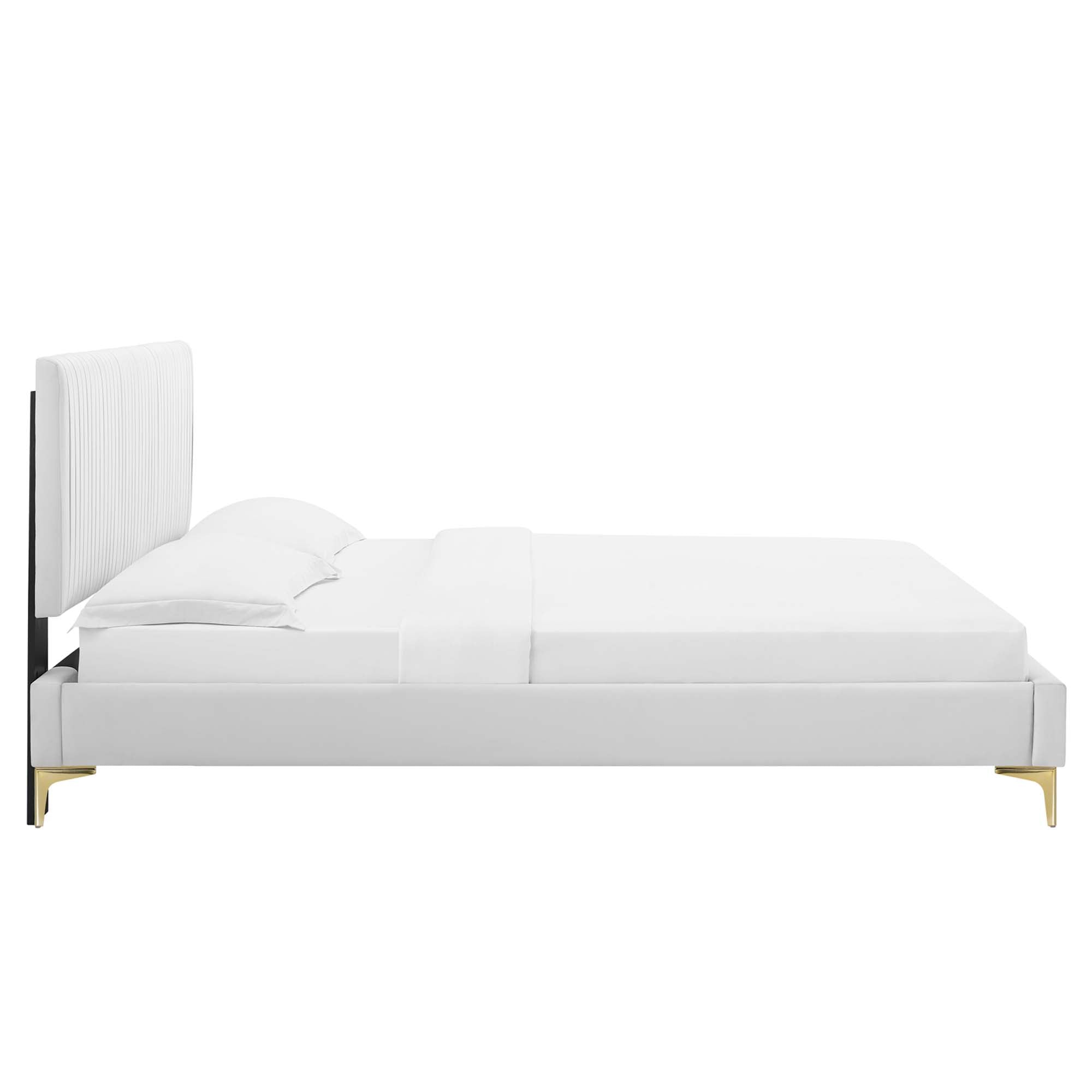 Peyton White Performance Velvet Queen Platform Bed