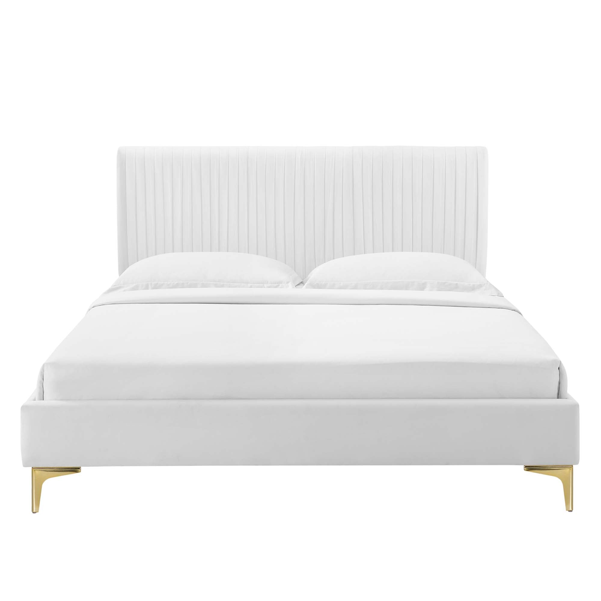 Peyton White Performance Velvet Queen Platform Bed