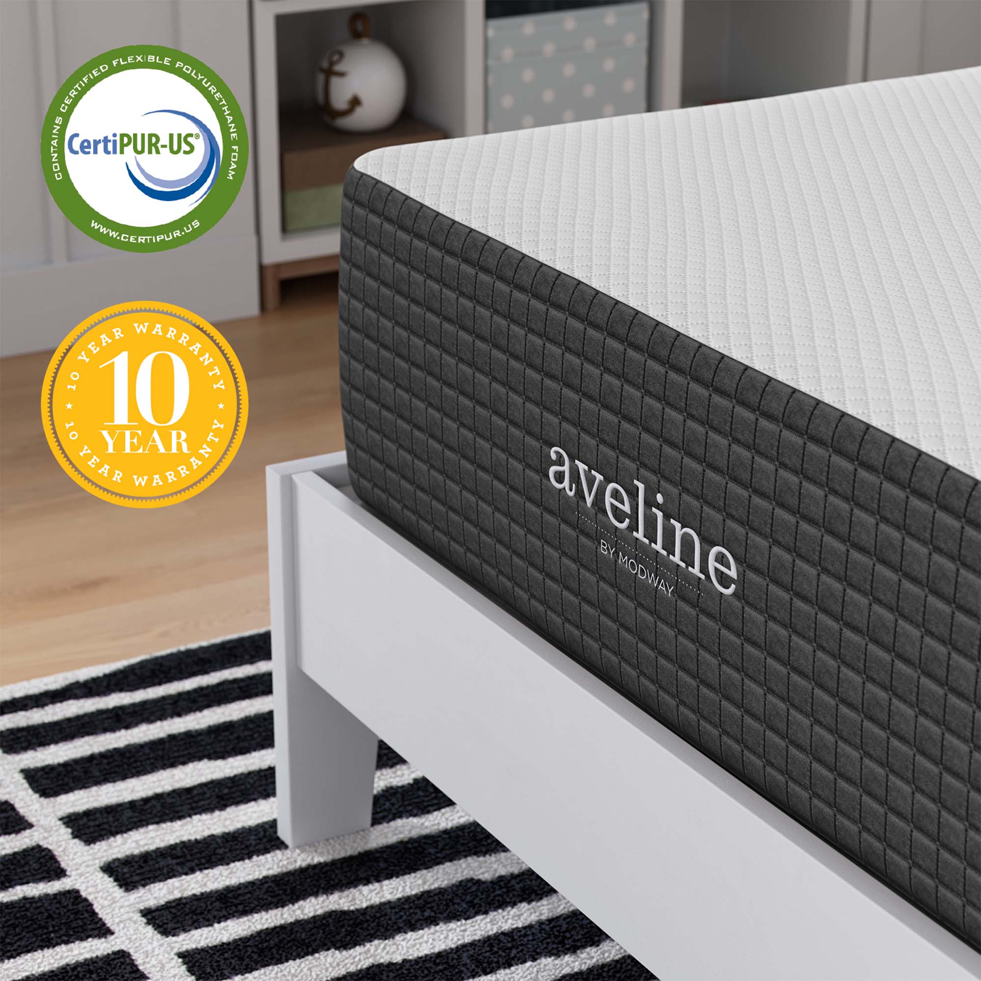 Aveline 12" Memory Foam Twin Mattress, White
