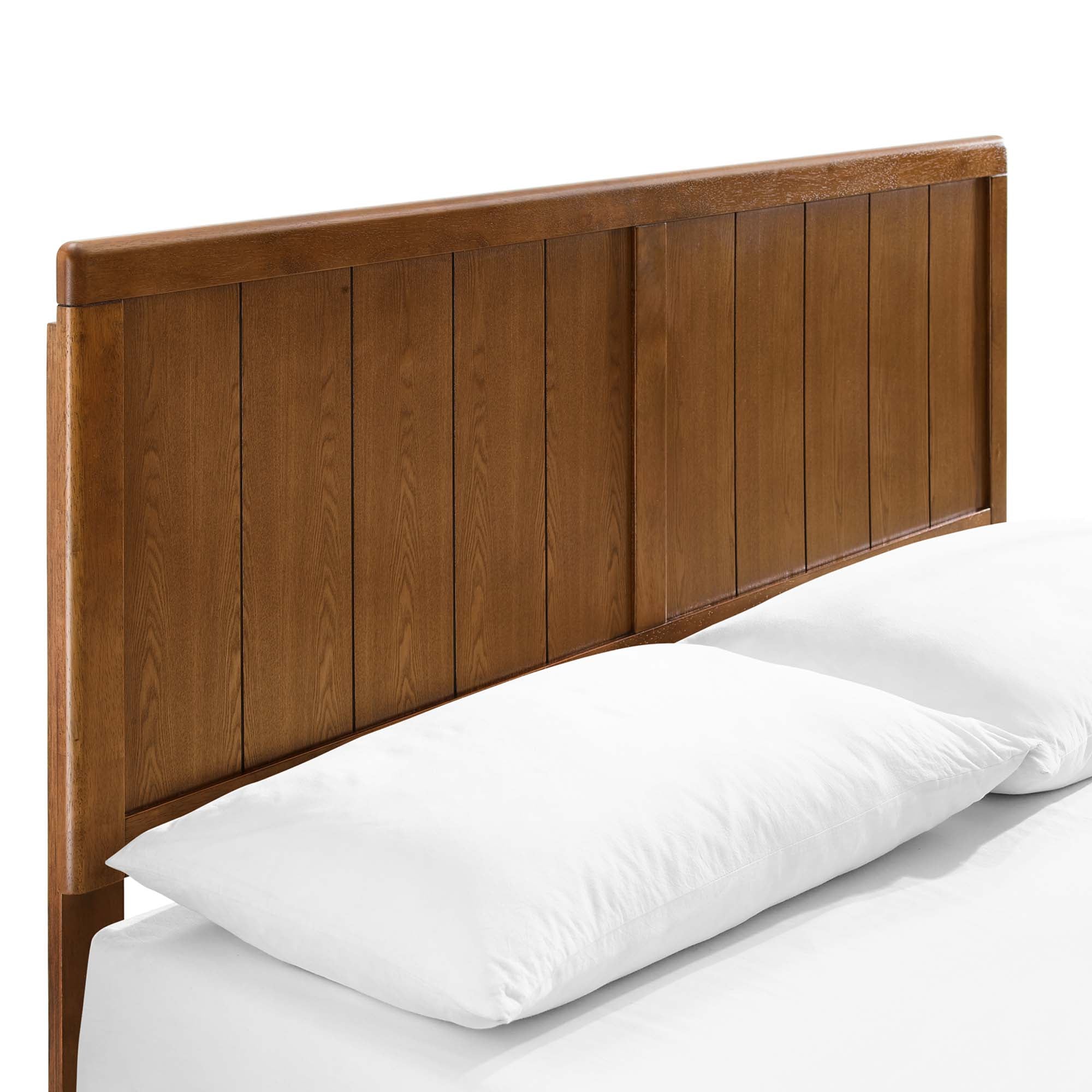 Alana Walnut Full Wood Platform Bed With Angular Frame