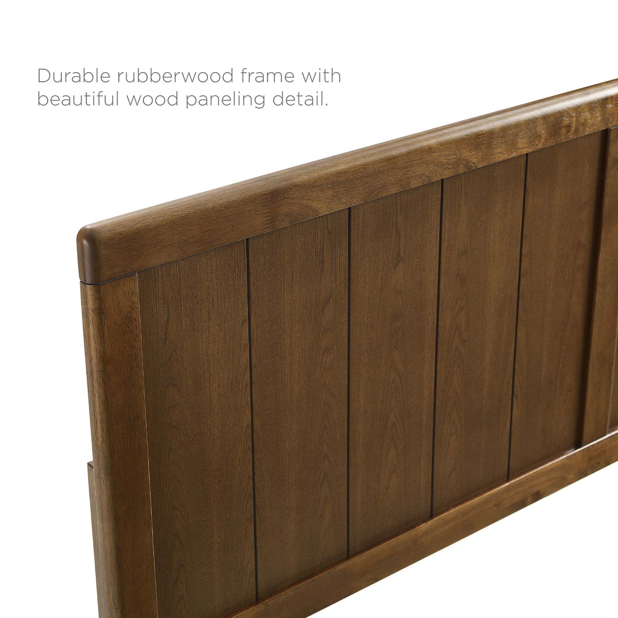 Vasco Alana Collection Full Walnut Wooden Bed  Modern Platform Design with Splayed Legs