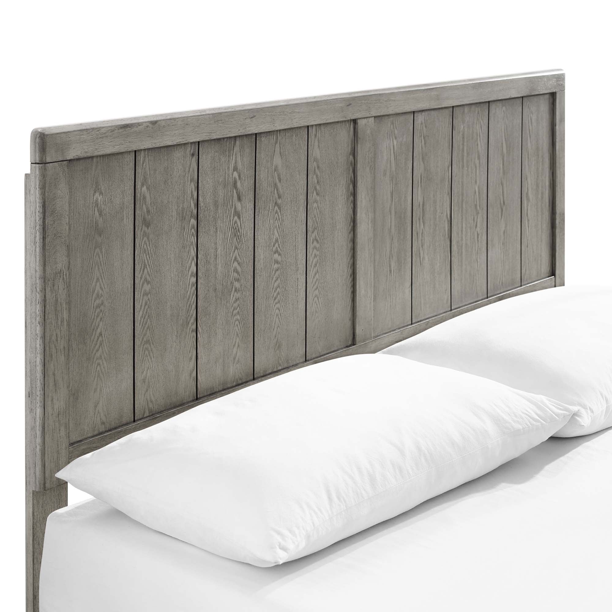 Alana Gray King Wood Platform Bed With Angular Frame