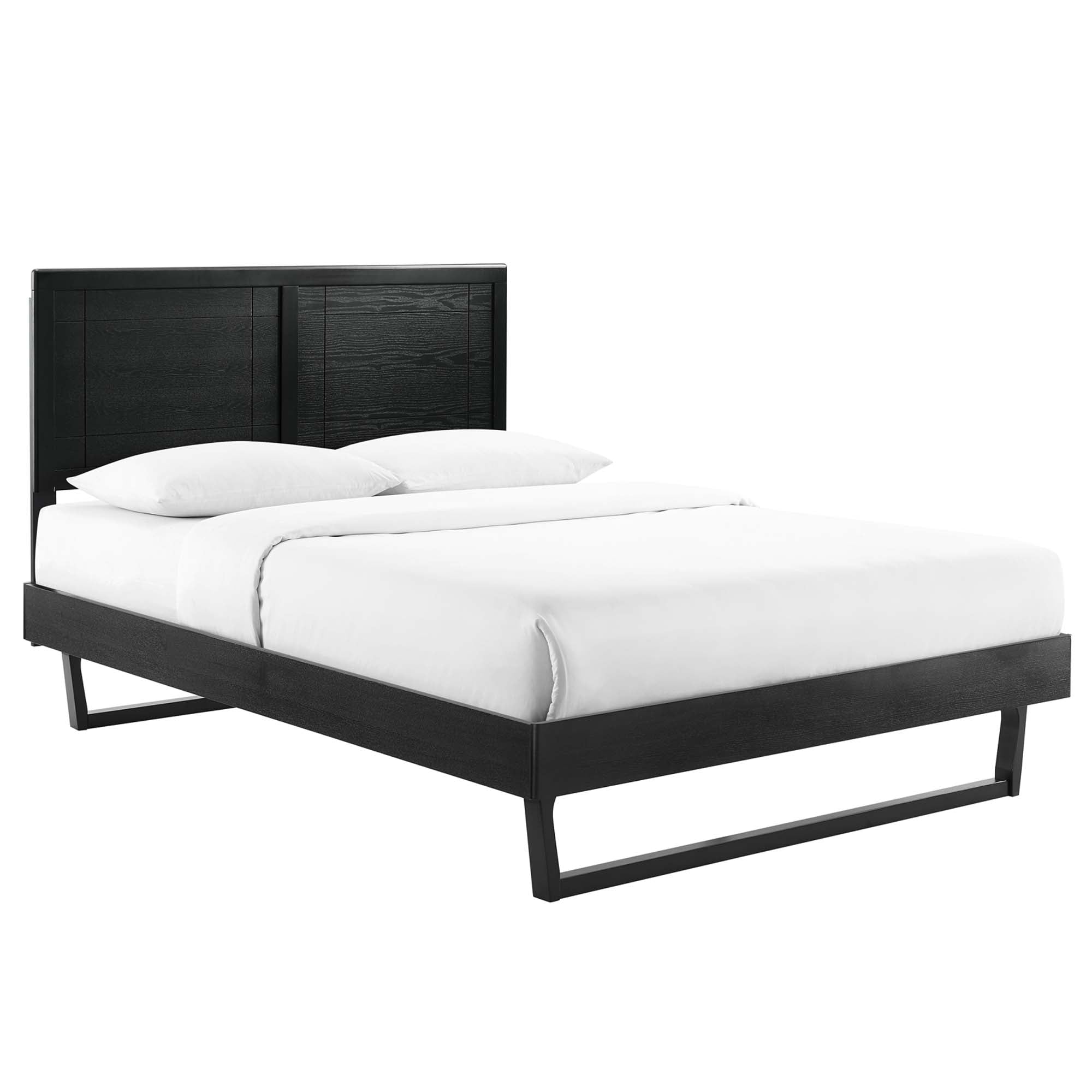 Marlee Black Full Wood Platform Bed With Angular Frame