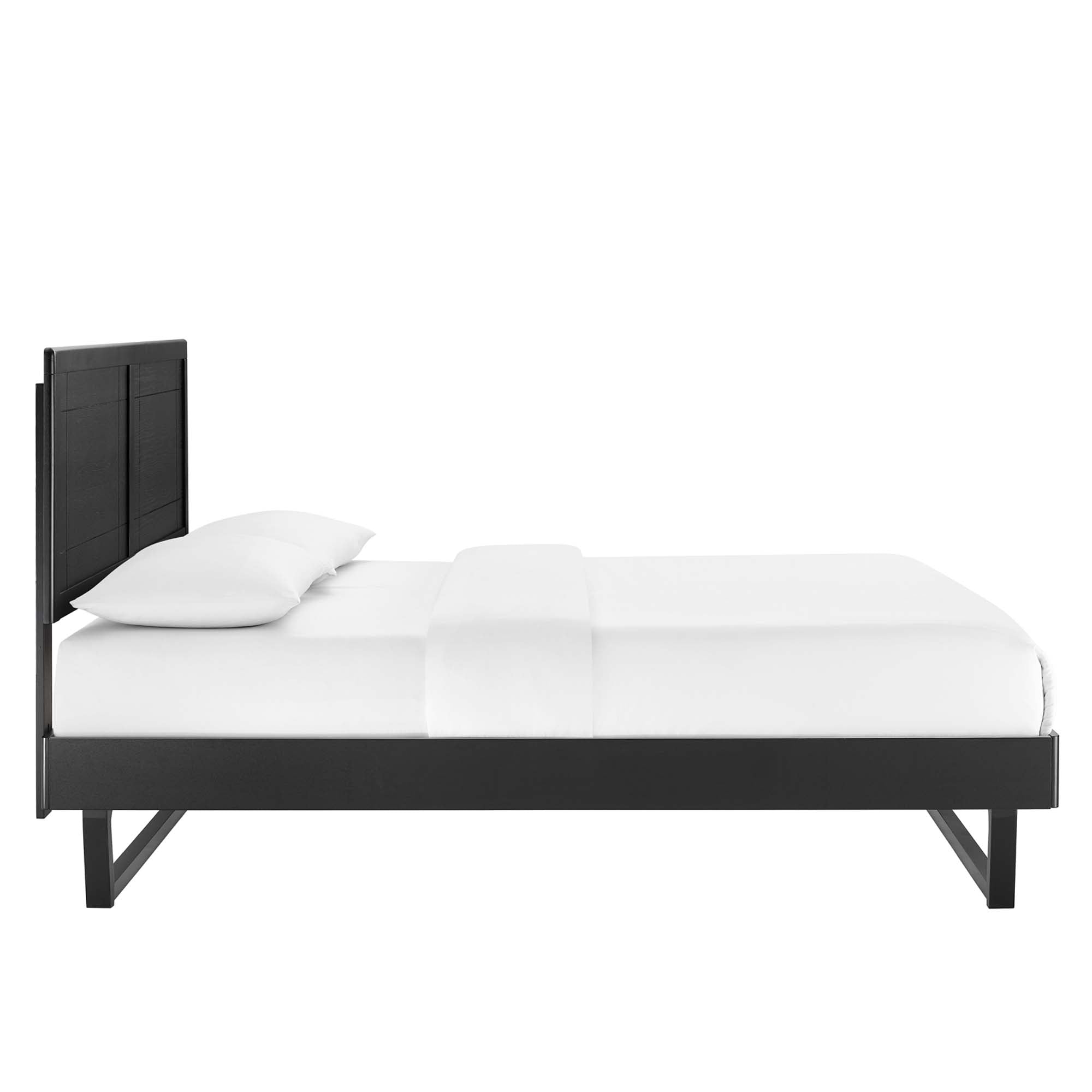 Marlee Black Full Wood Platform Bed With Angular Frame