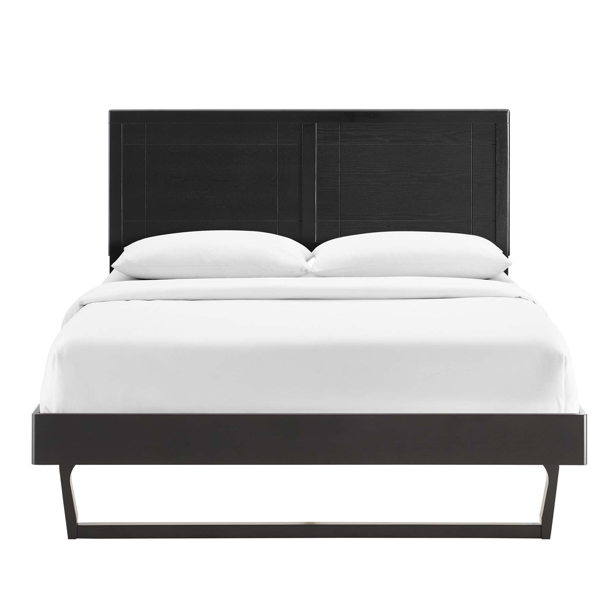 Marlee Black Full Wood Platform Bed With Angular Frame