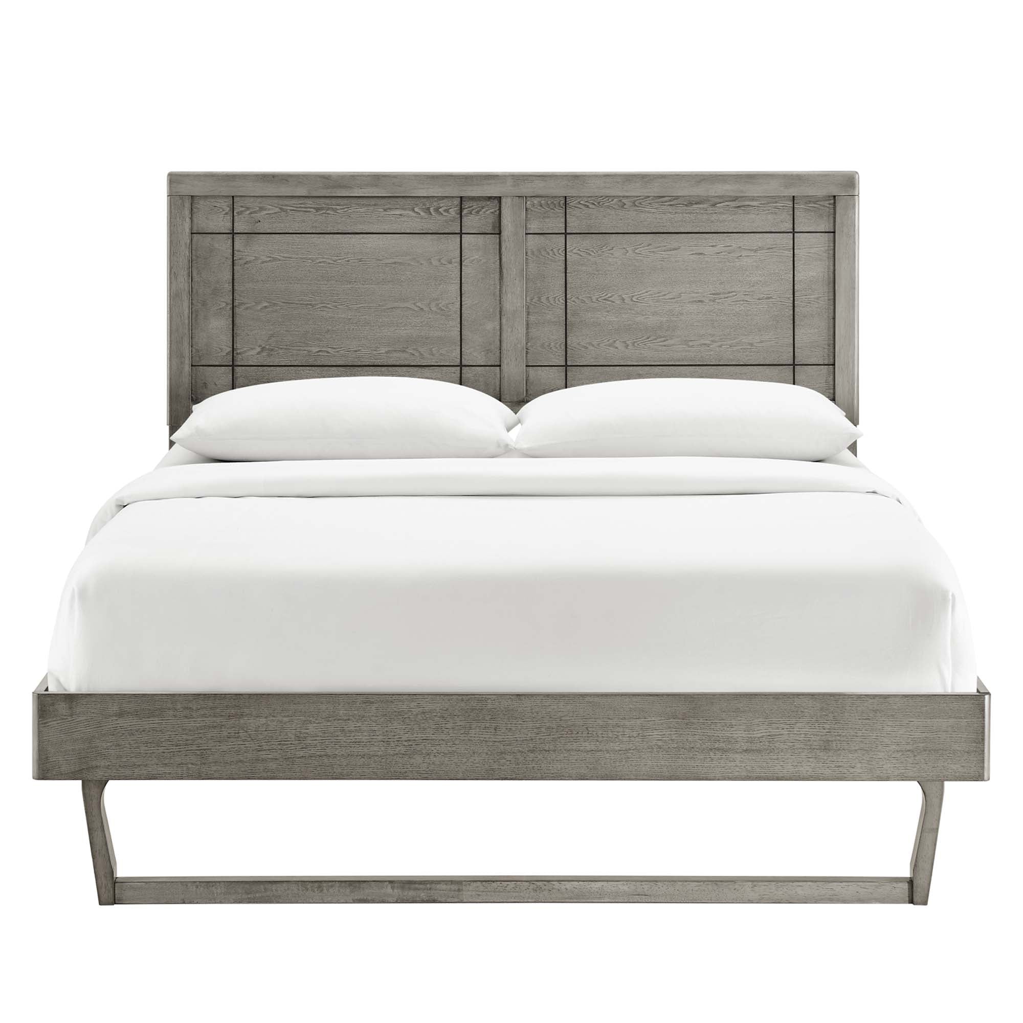 Marlee Grey King Wood Platform Bed With Angular Frame