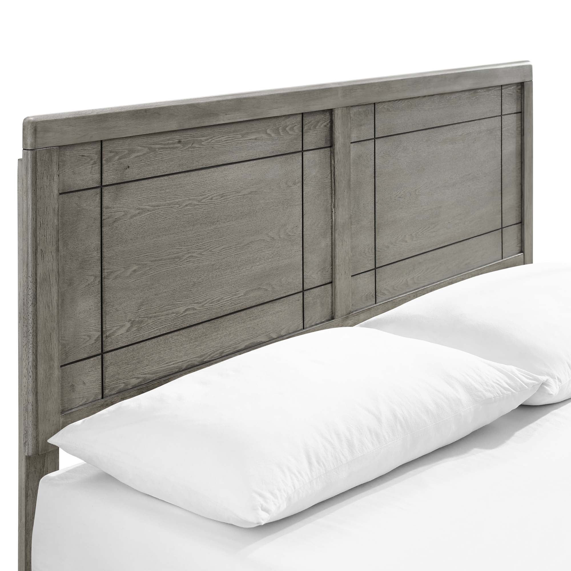 Marlee Grey King Wood Platform Bed With Angular Frame