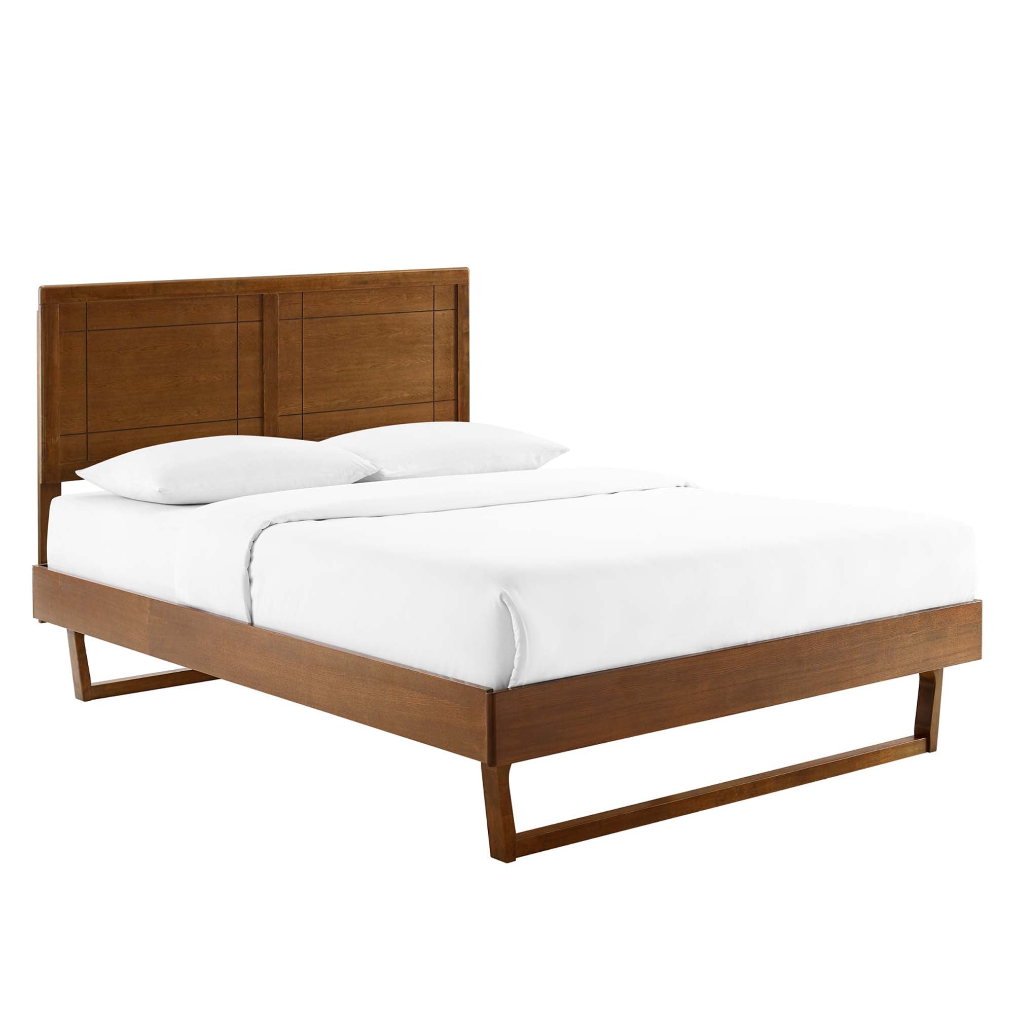 Marlee Grey King Wood Platform Bed With Angular Frame