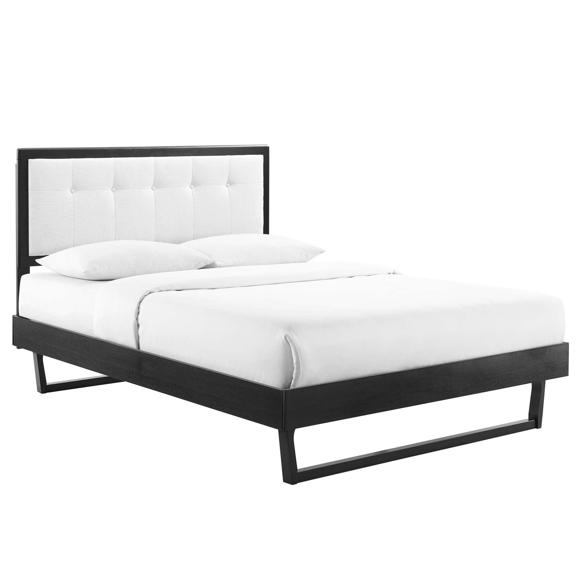 Willow Grey Charcoal King Wood Platform Bed With Angular Frame