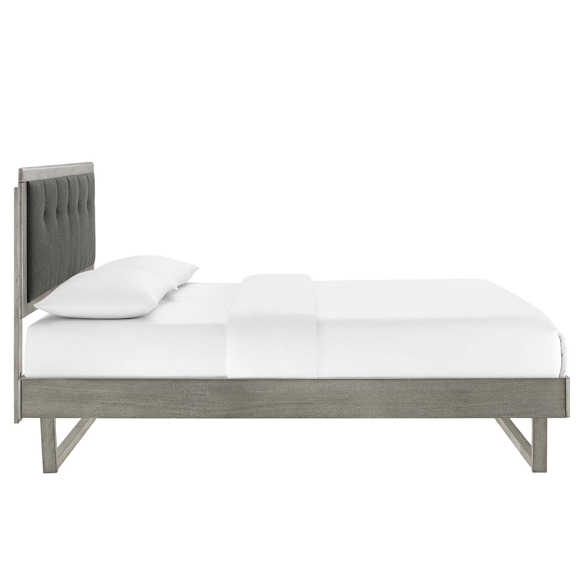 Willow Grey Charcoal King Wood Platform Bed With Angular Frame