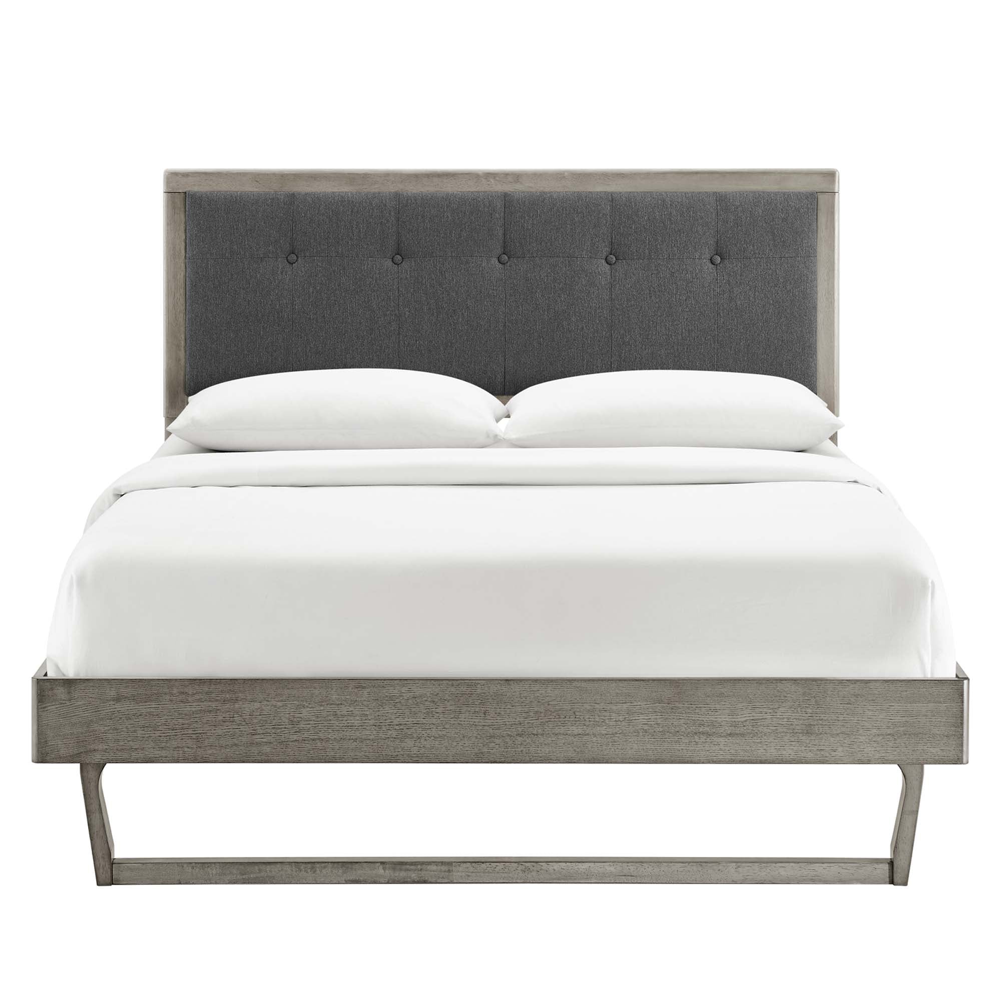 Willow Grey Charcoal King Wood Platform Bed With Angular Frame