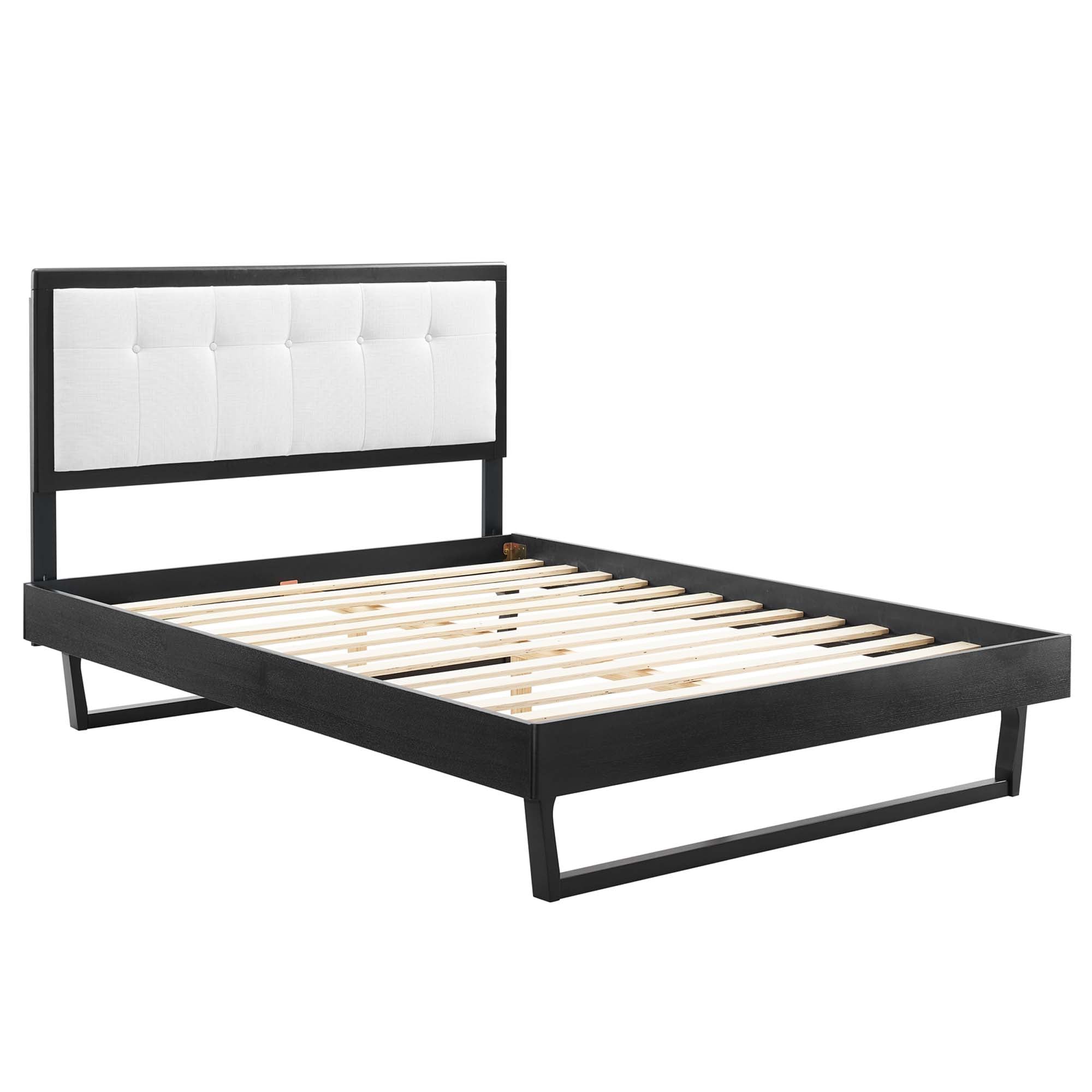 Willow Black White Twin Wood Platform Bed With Angular Frame