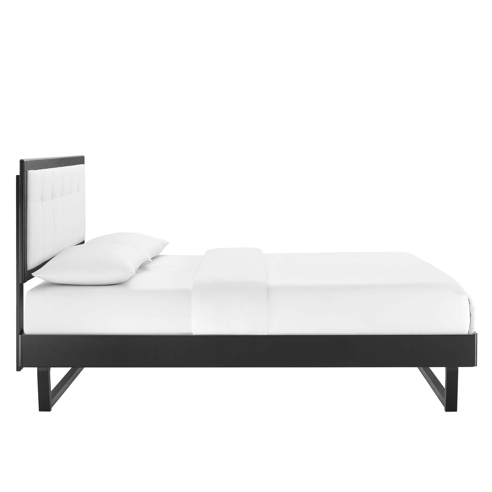 Willow Black White Twin Wood Platform Bed With Angular Frame