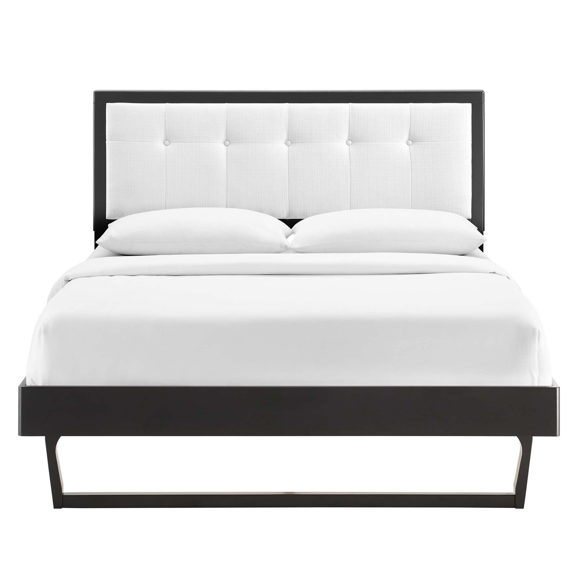 Willow Black White Twin Wood Platform Bed With Angular Frame