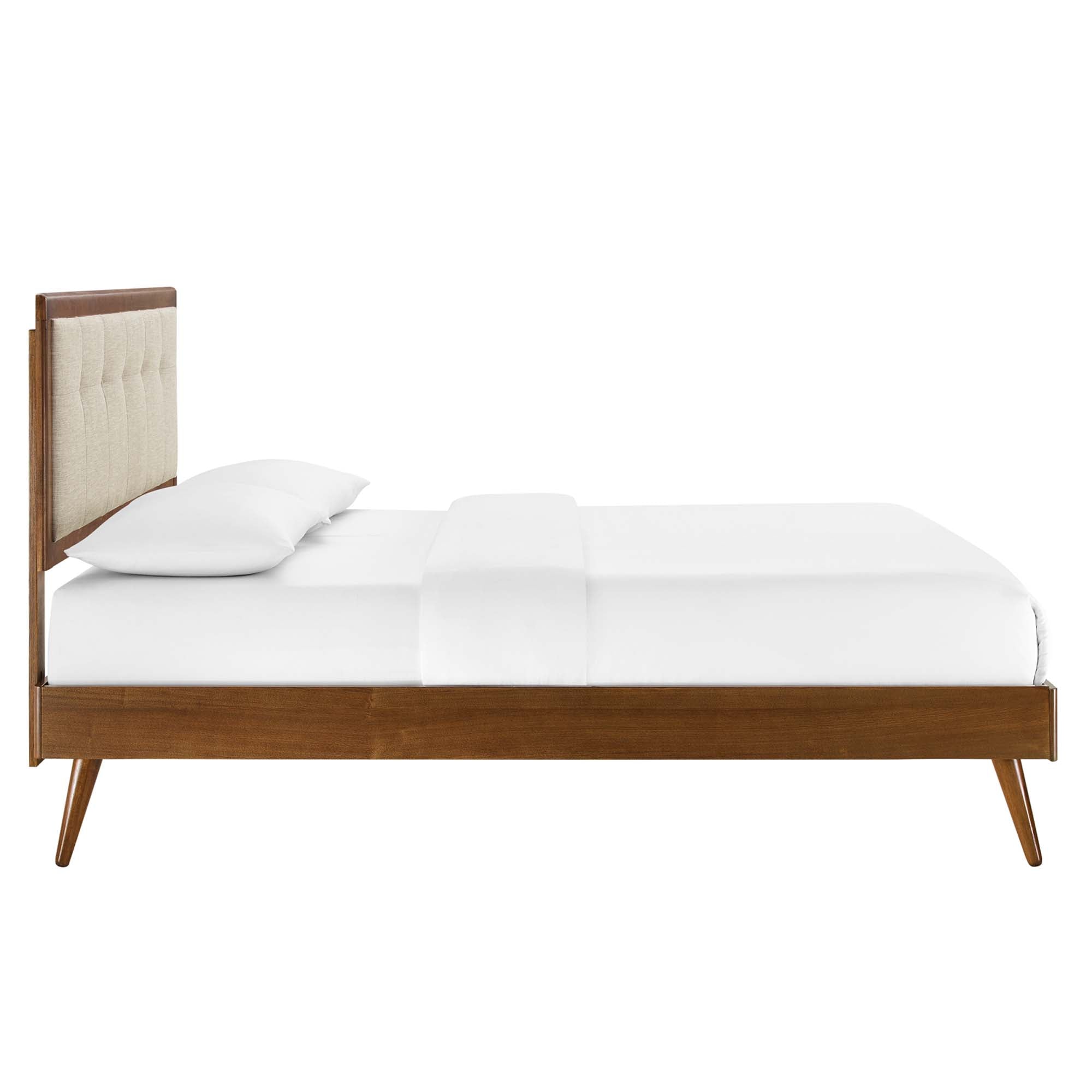 Eli King Solid Wood Platform Bed  Heavy Capacity Tufted Headboard