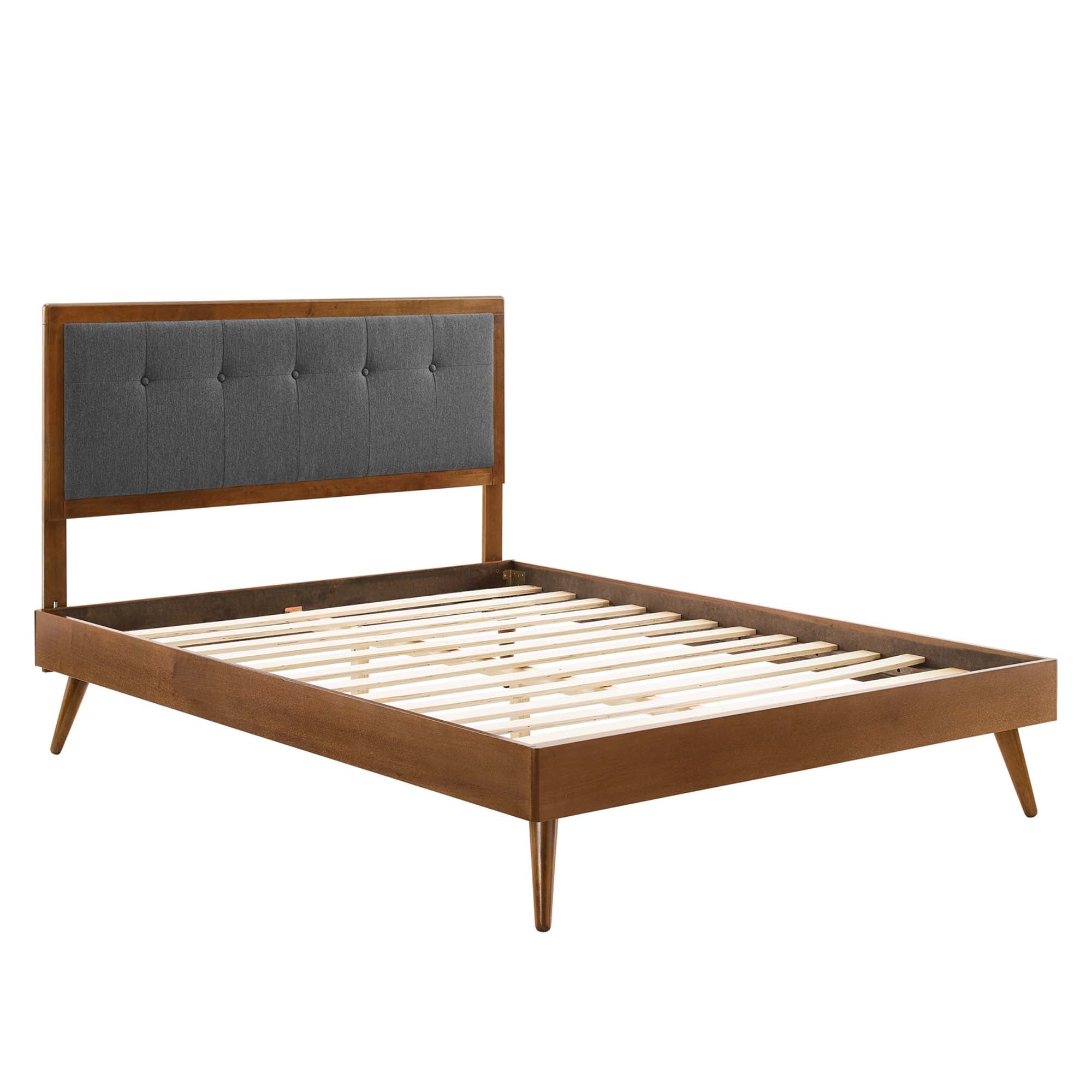 Willow Wood King Platform Bed With Splayed Legs, Walnut Charcoal