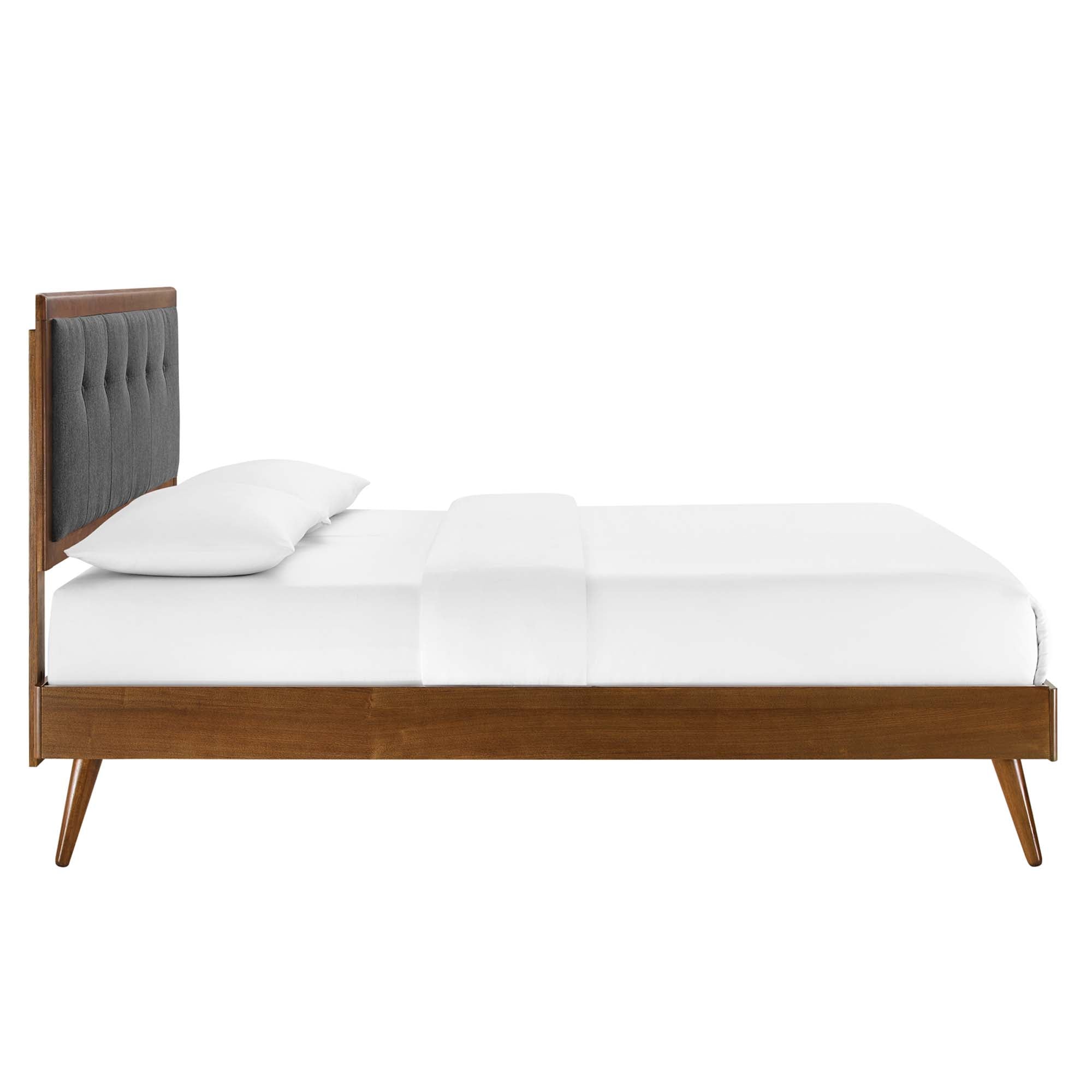 Willow Wood King Platform Bed With Splayed Legs, Walnut Charcoal