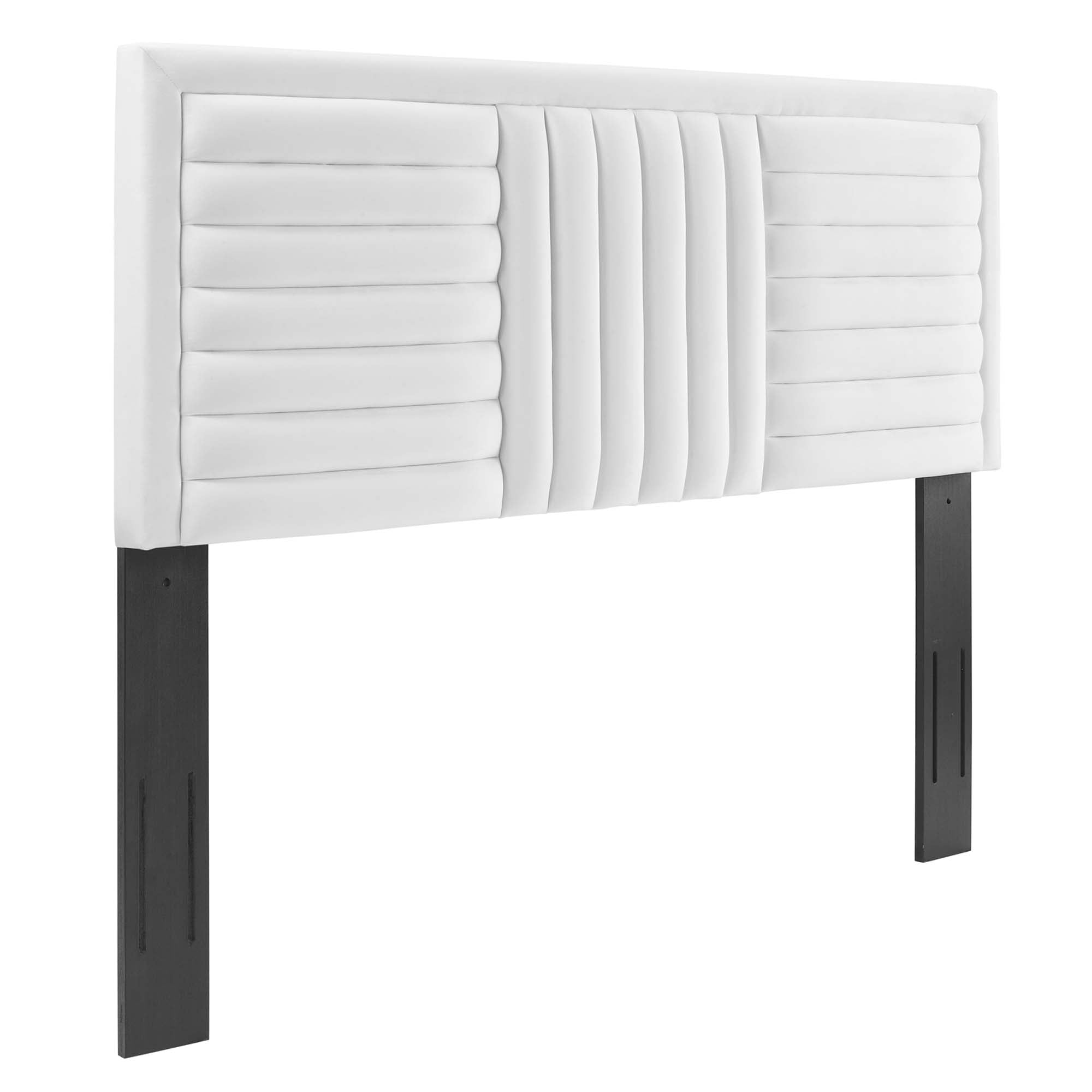 Believe Channel Tufted Performance Velvet King/California King Headboard, White