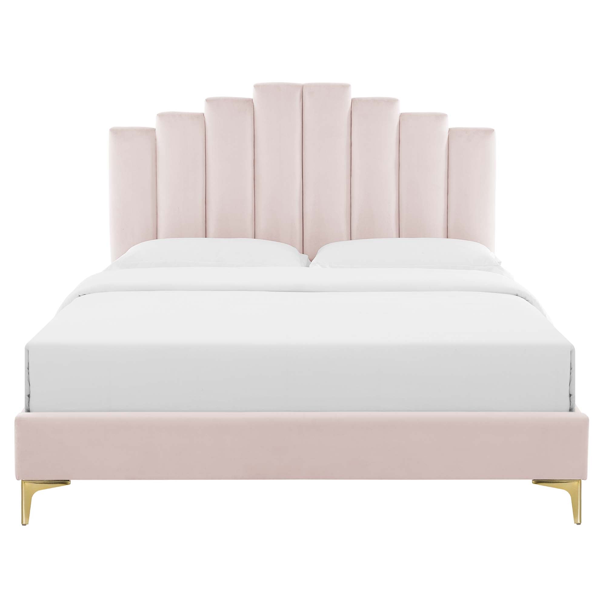 Elise Pink Queen Performance Velvet Platform Bed