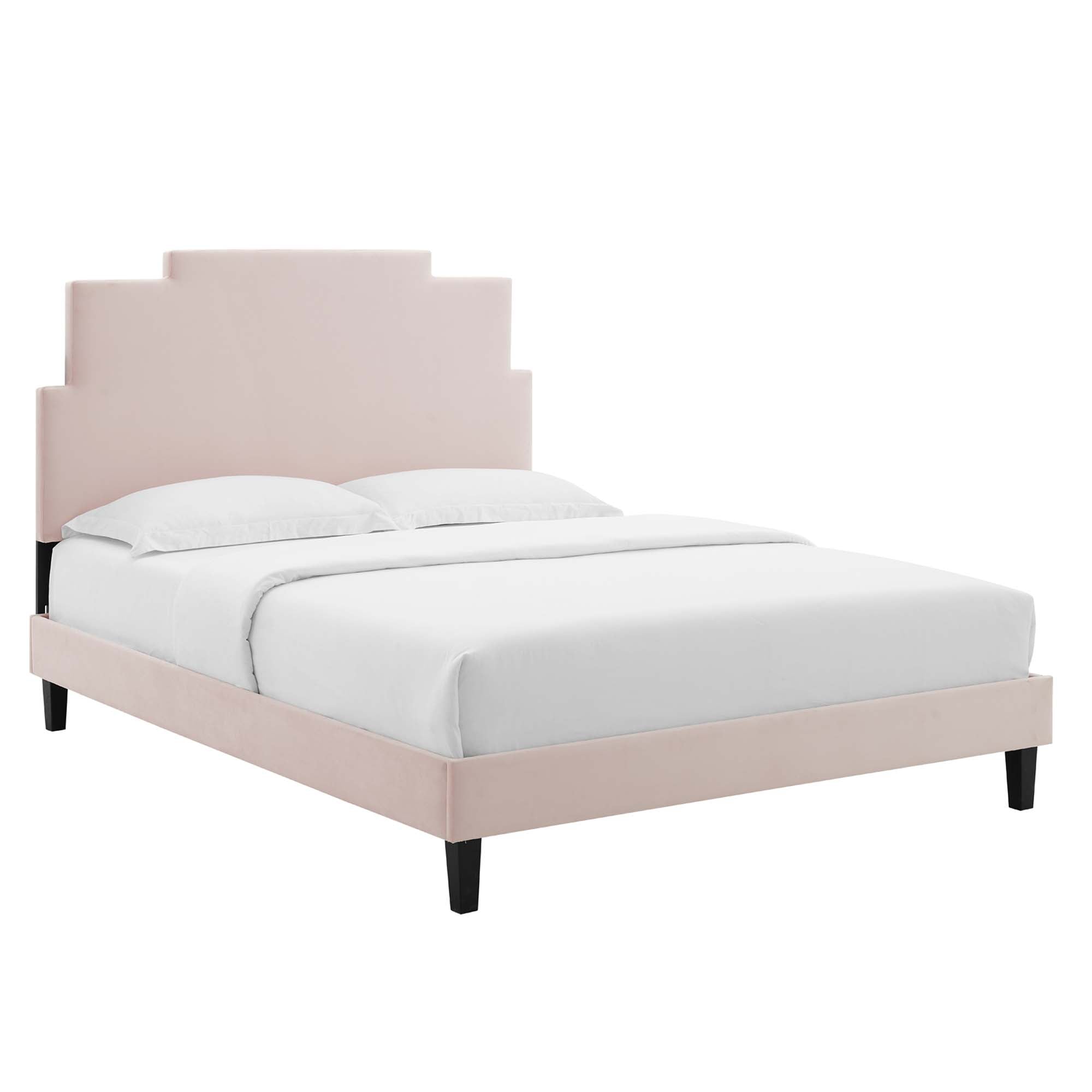 Lindsey Pink Performance Velvet Queen Platform Bed