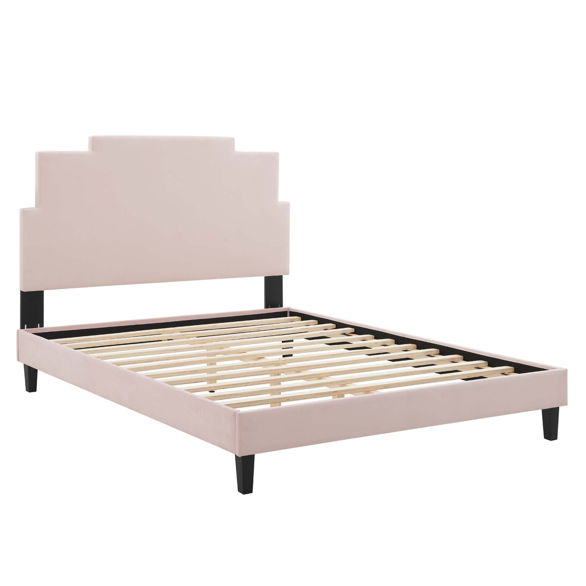 Lindsey Pink Performance Velvet Queen Platform Bed