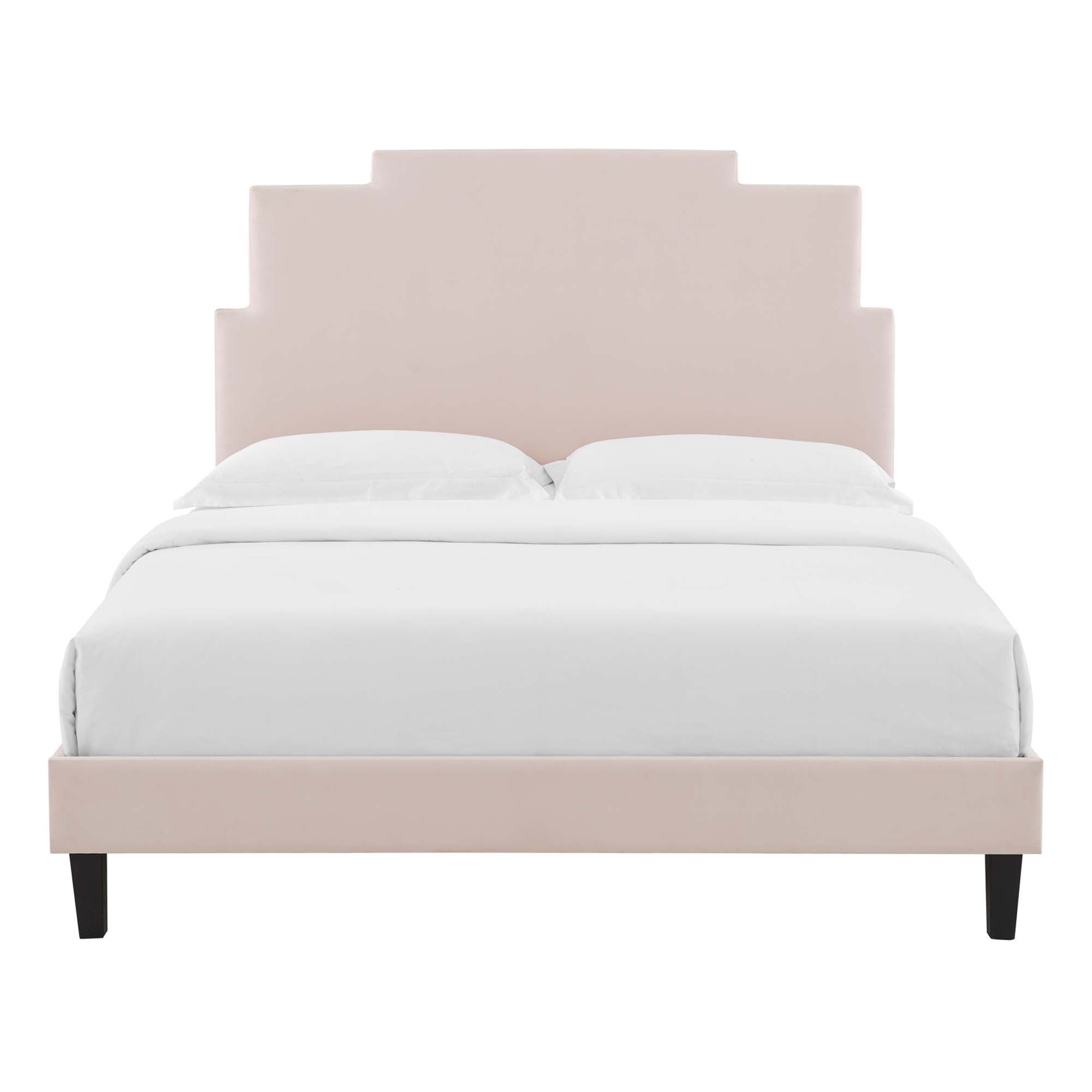 Lindsey Pink Performance Velvet Queen Platform Bed