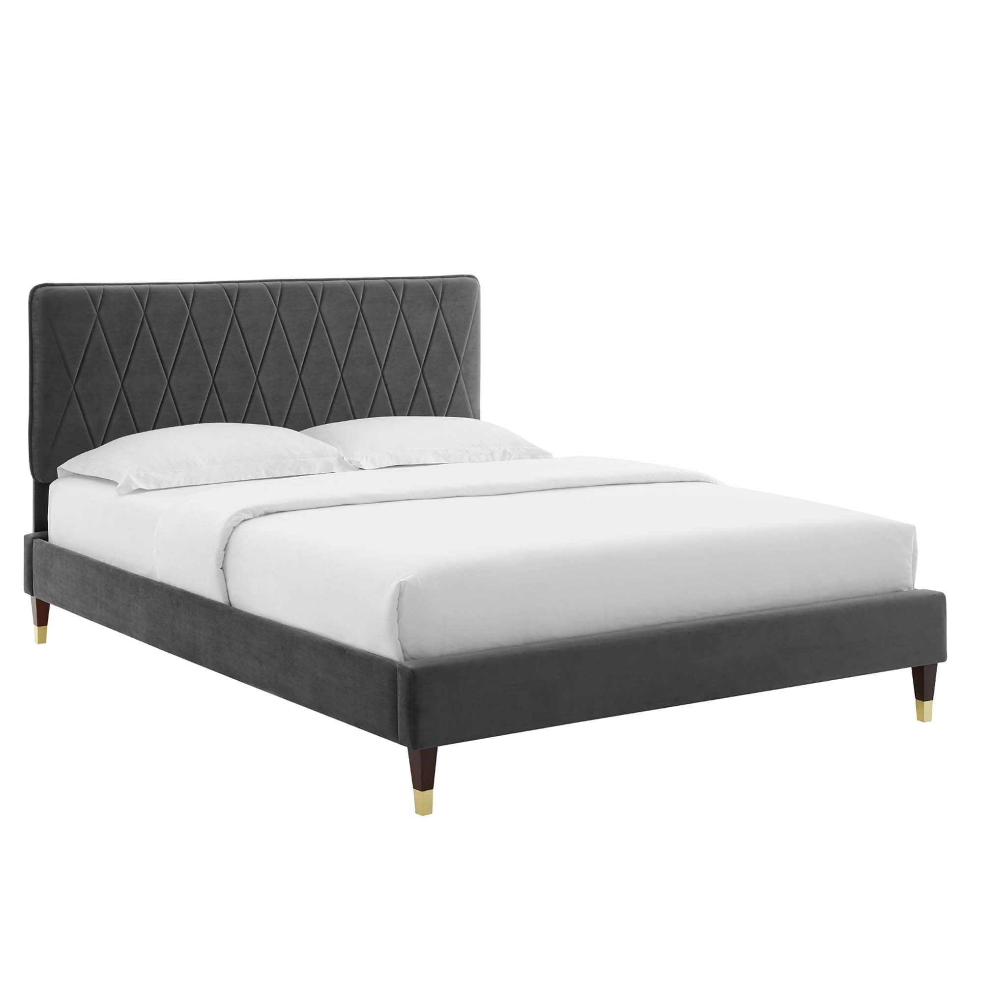 Phillipa Dusty Rose Performance Velvet Queen Platform Bed