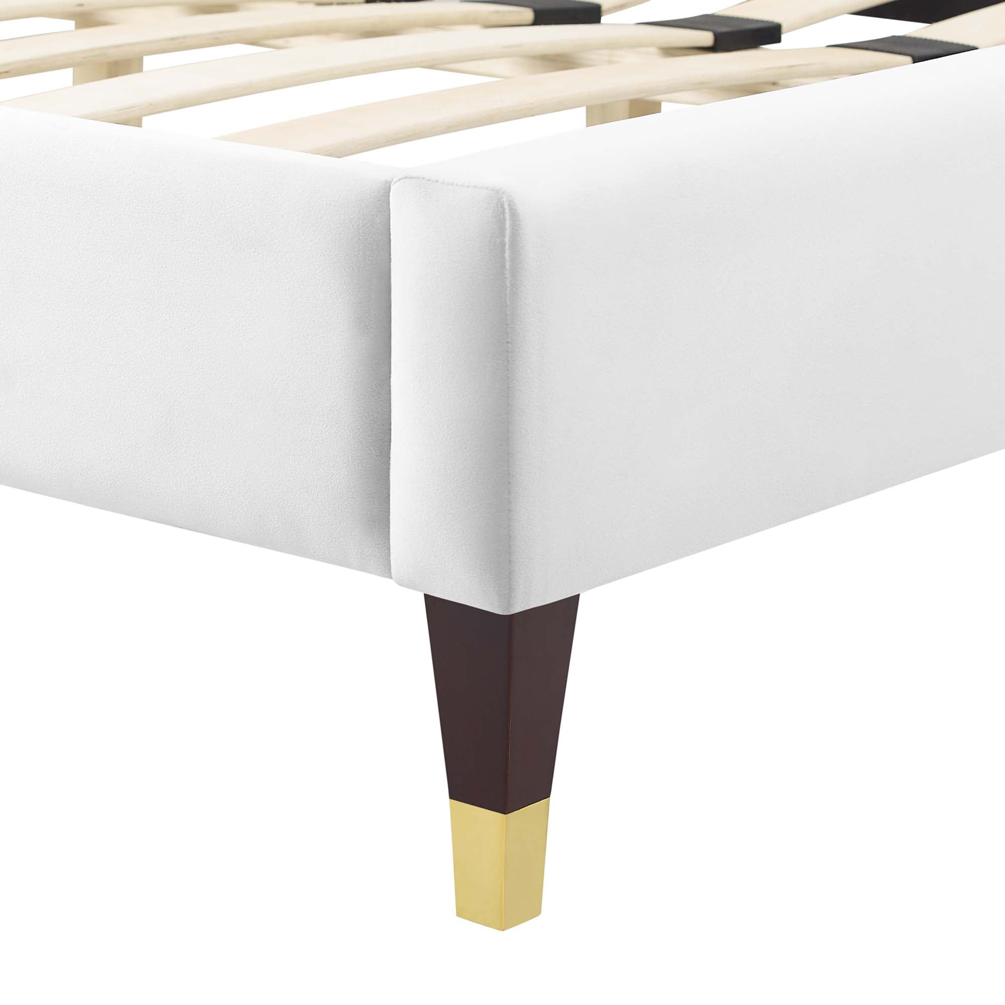 Jessen Twin White Performance Velvet Bed – Tufted Headboard, Modern Look