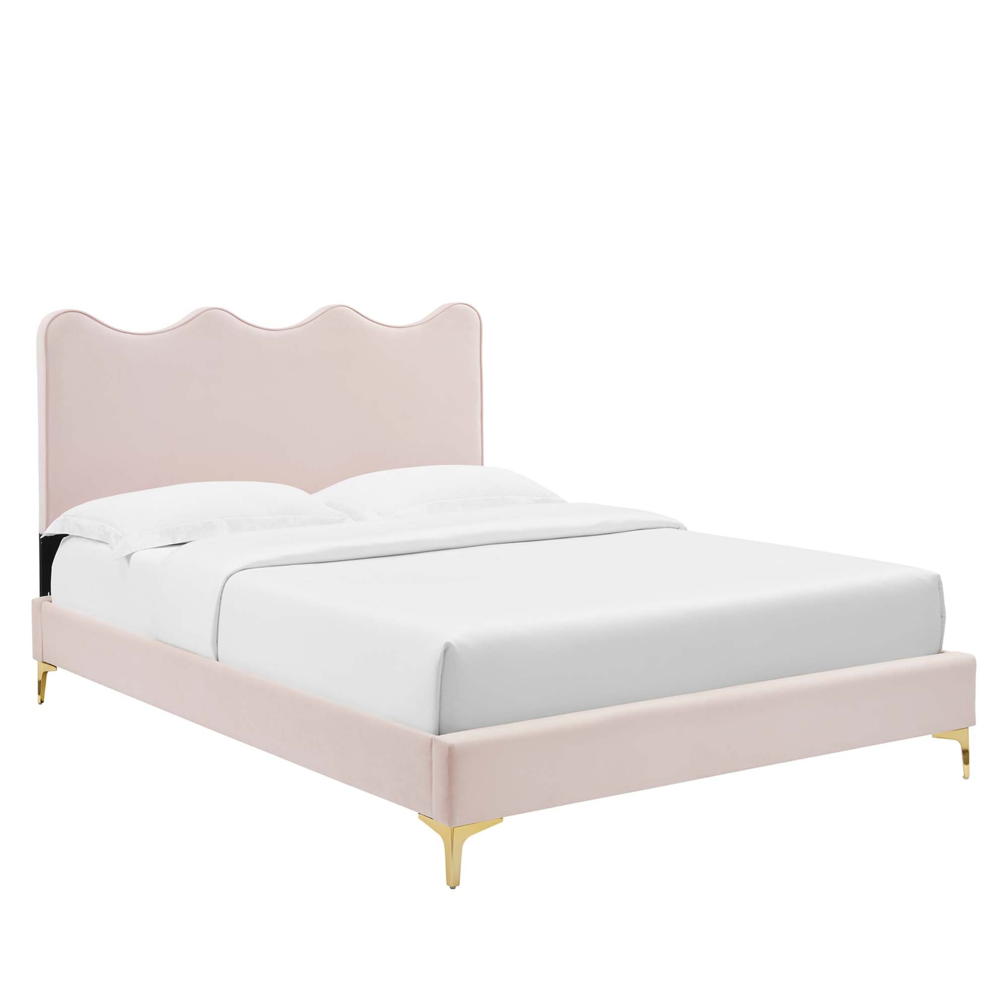 Current Performance Velvet Full Platform Bed, Pink