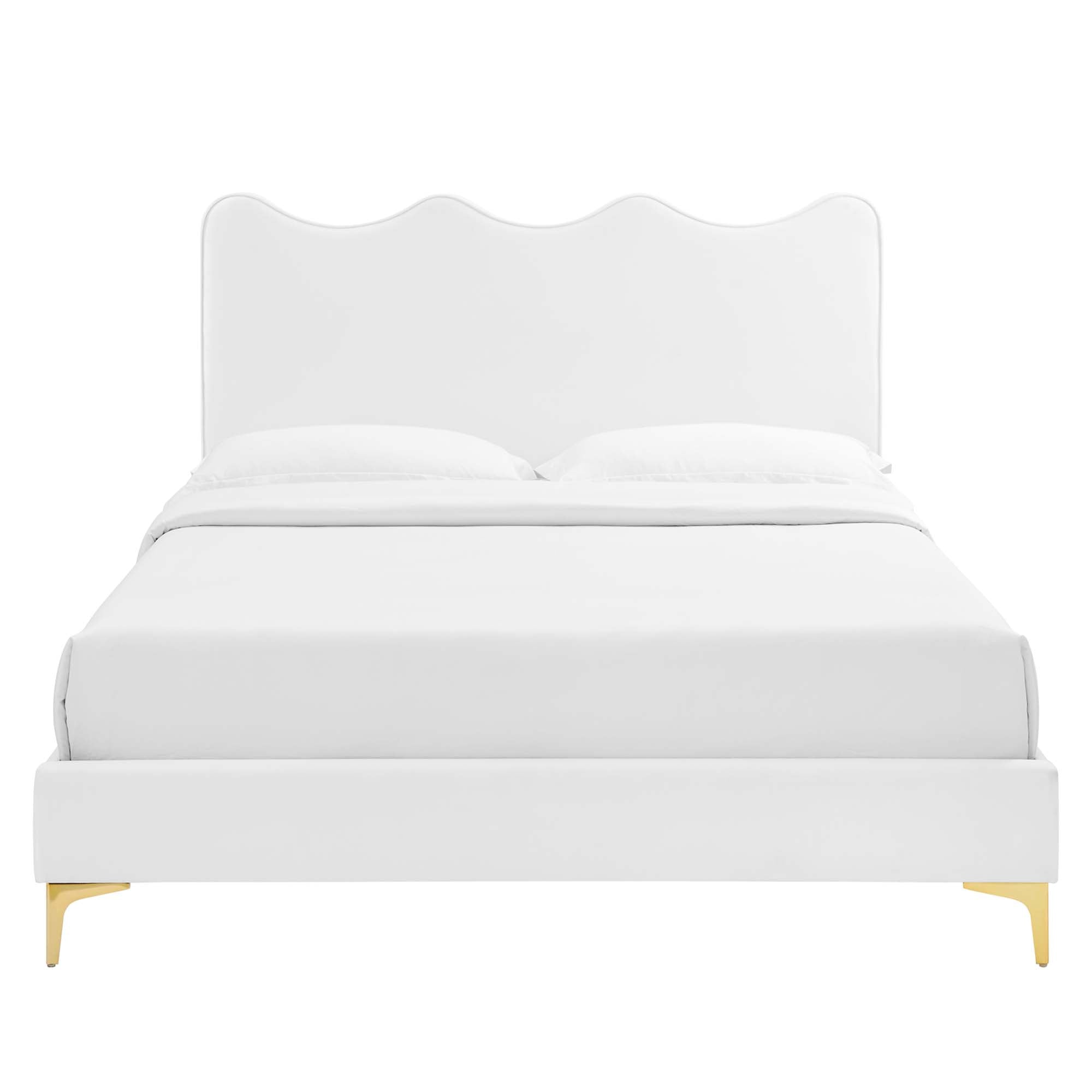 Current Performance Velvet Full Platform Bed, White