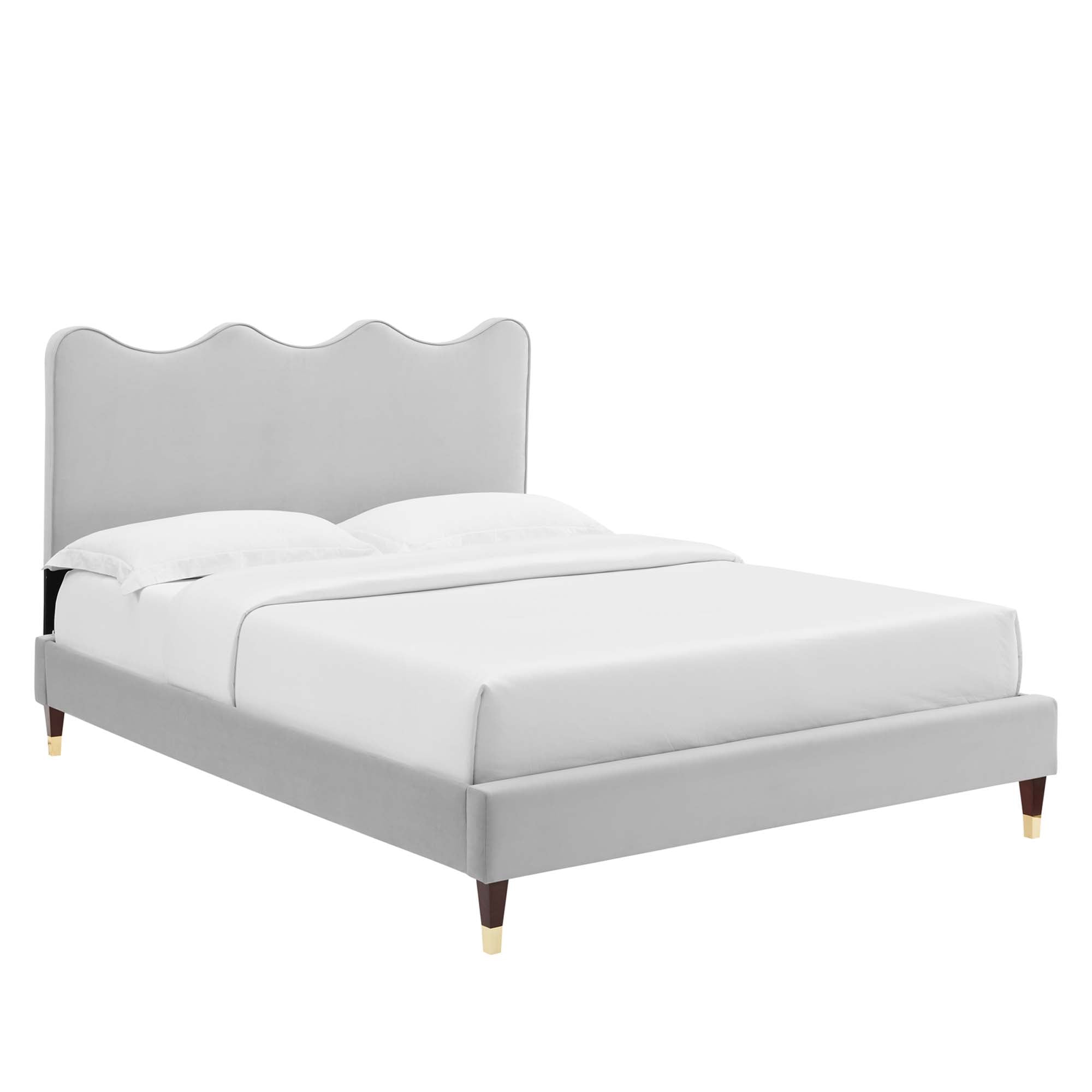 Current Navy Performance Velvet Full Platform Bed