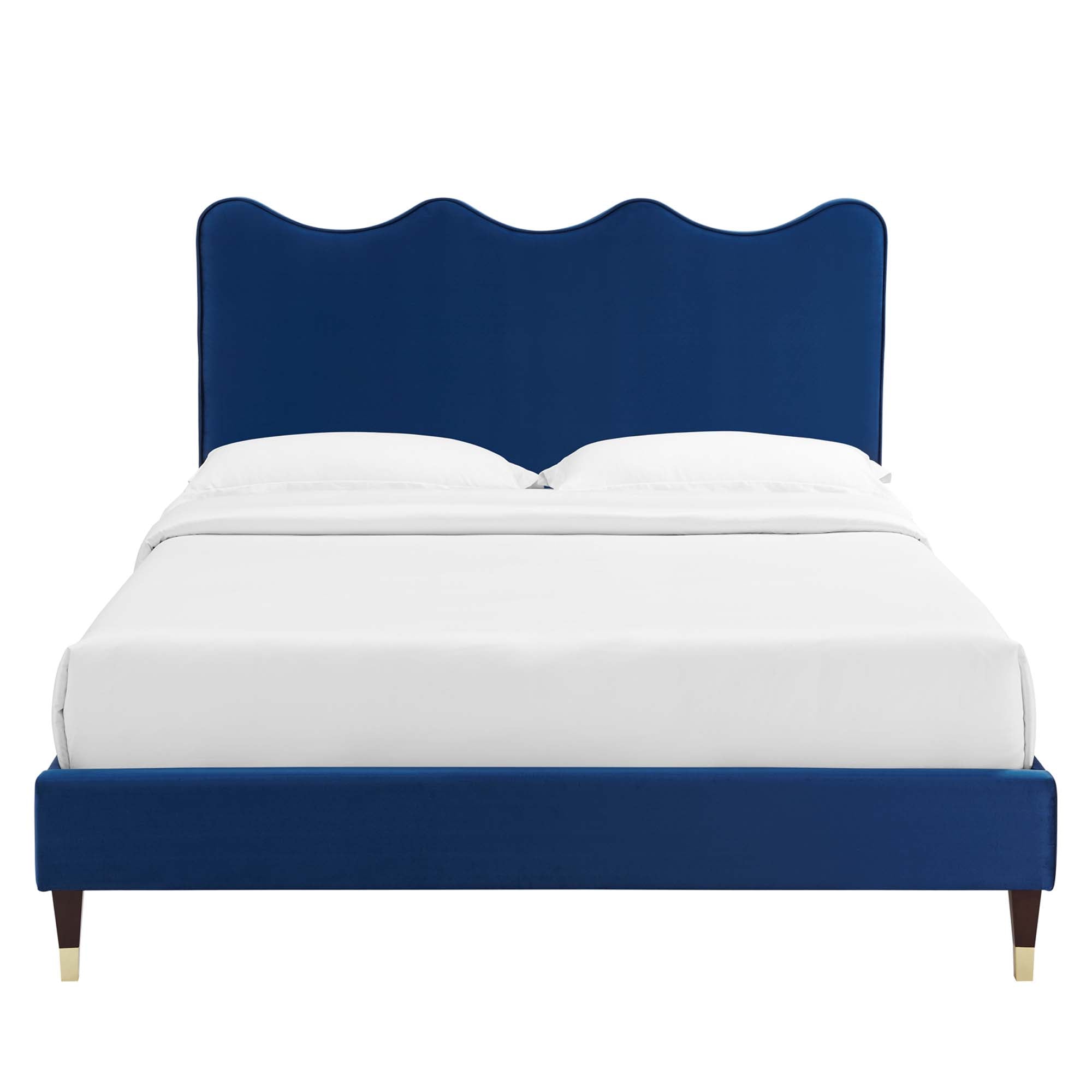 Current Navy Performance Velvet Full Platform Bed