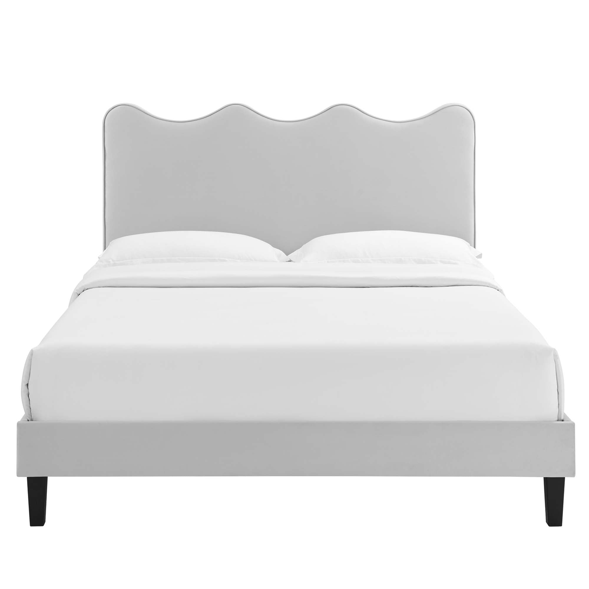 Current Performance Velvet Full Platform Bed, Light Gray