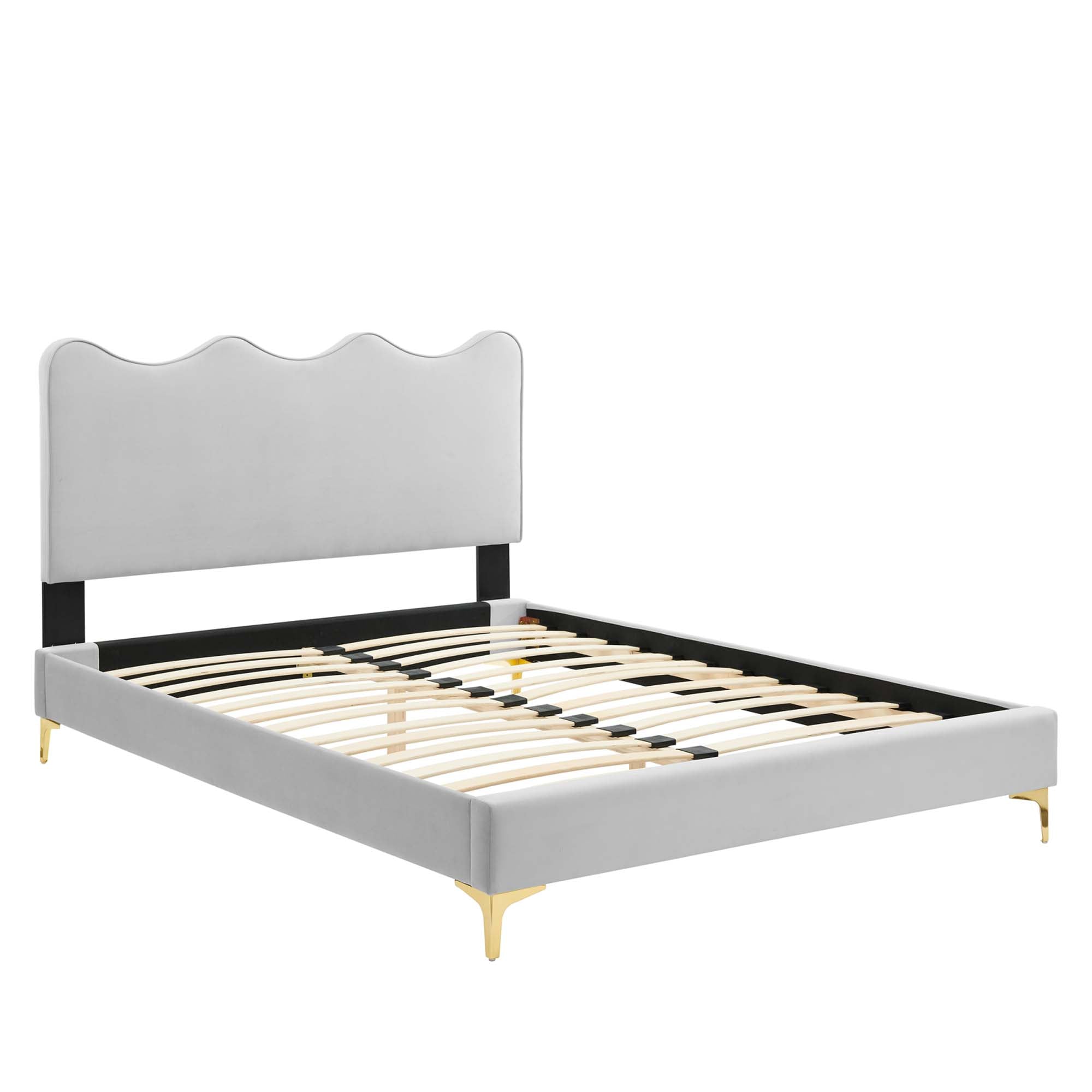 Current Light Grey Performance Velvet Queen Platform Bed