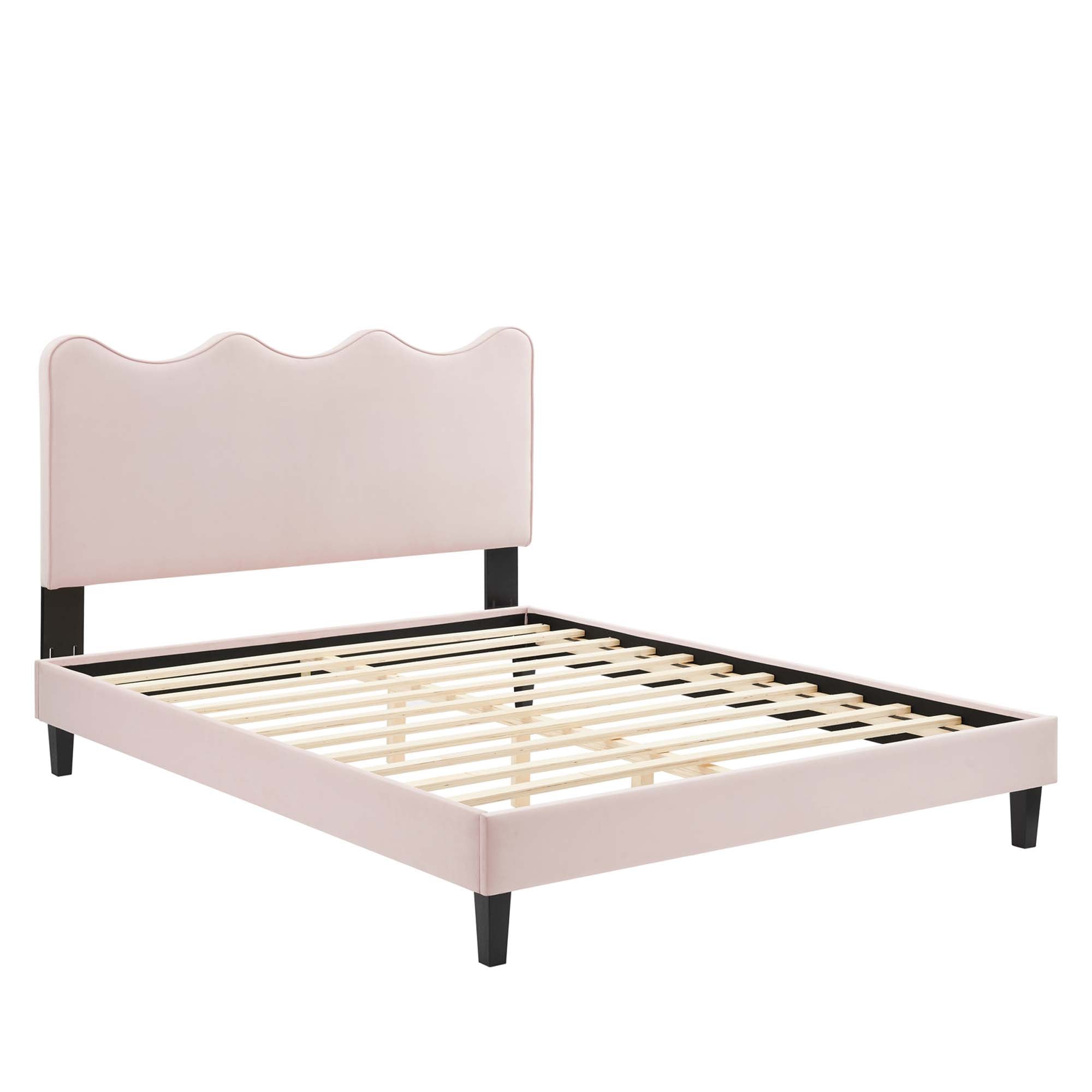 Current Performance Velvet Queen Platform Bed, Pink