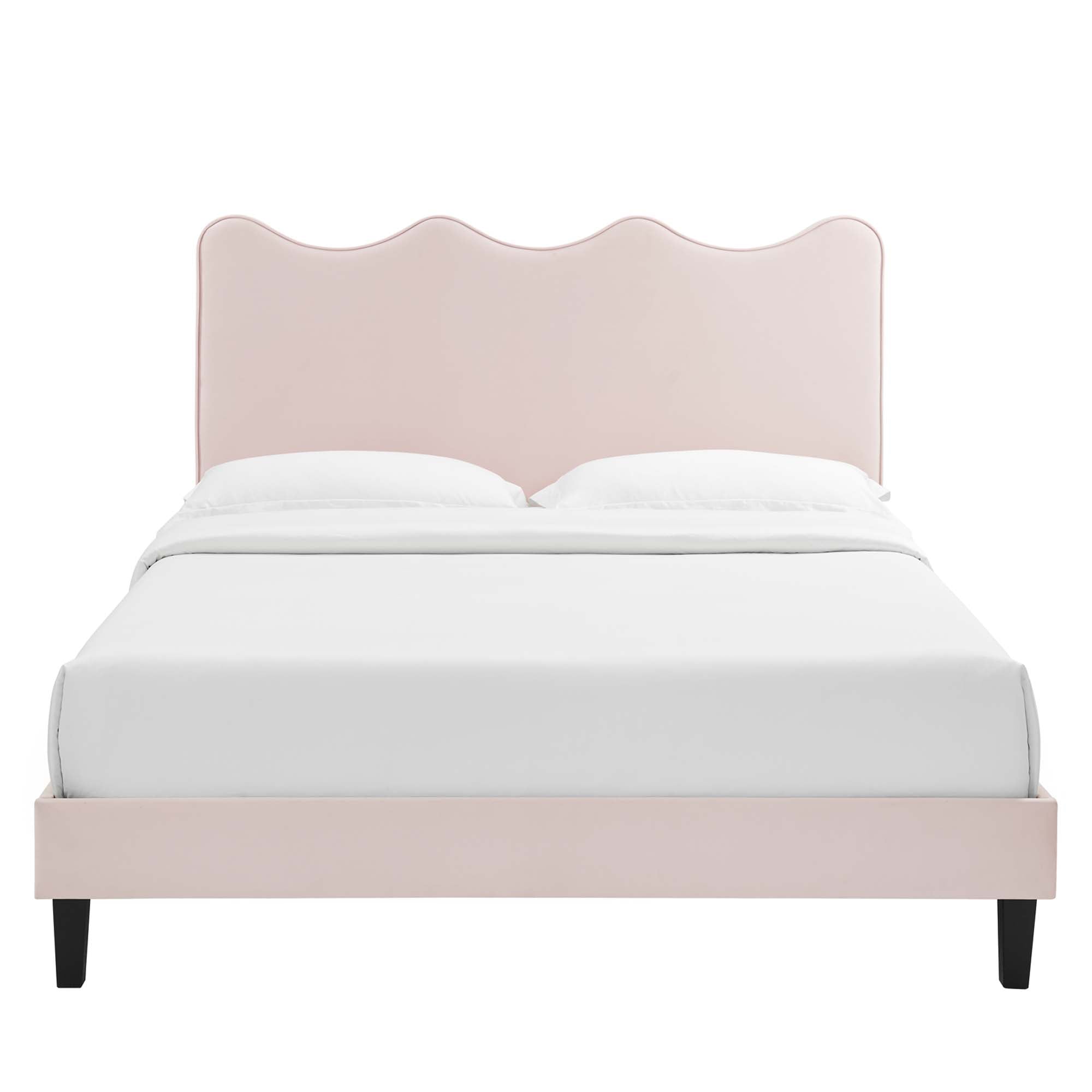 Current Performance Velvet Queen Platform Bed, Pink