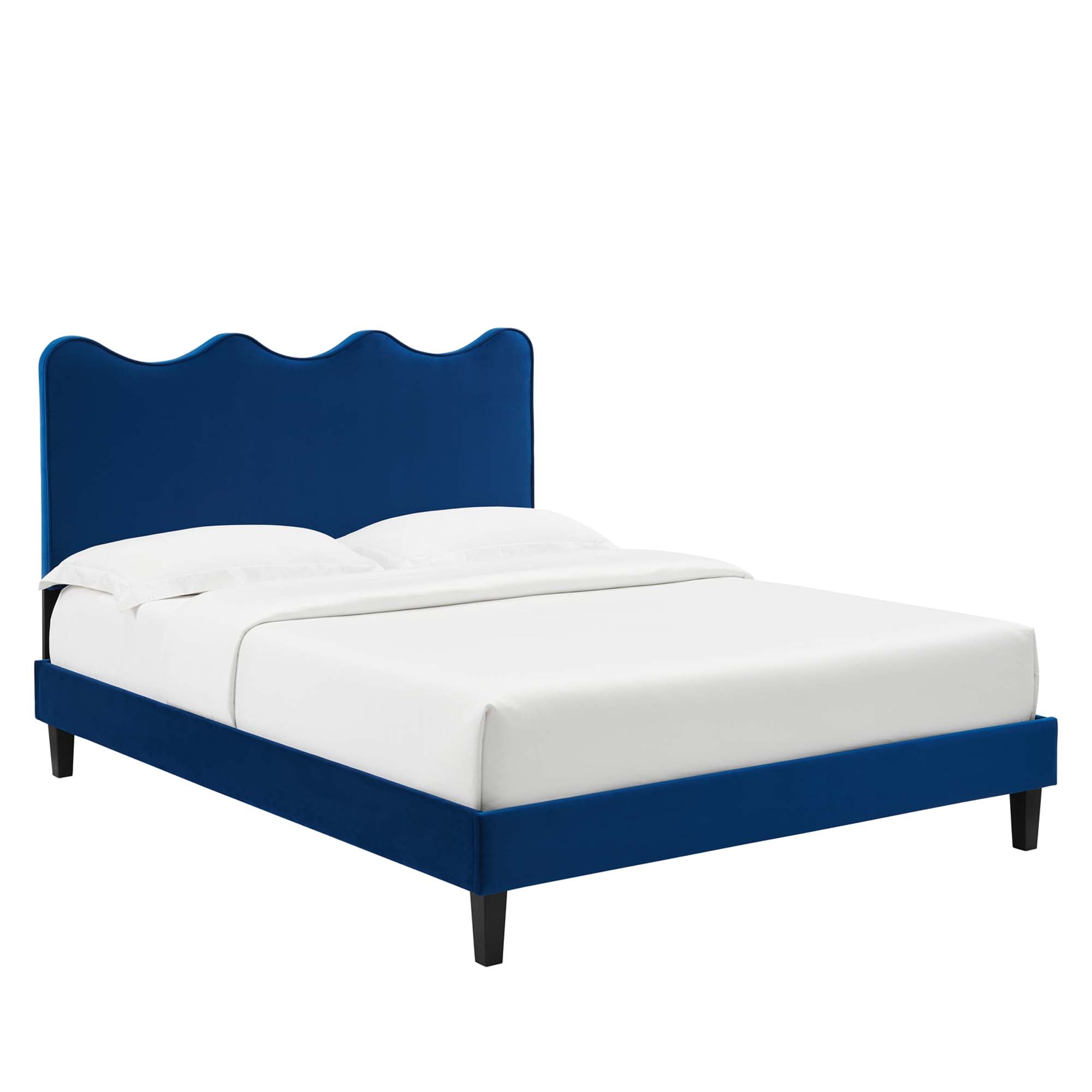 Current Navy Performance Velvet King Platform Bed