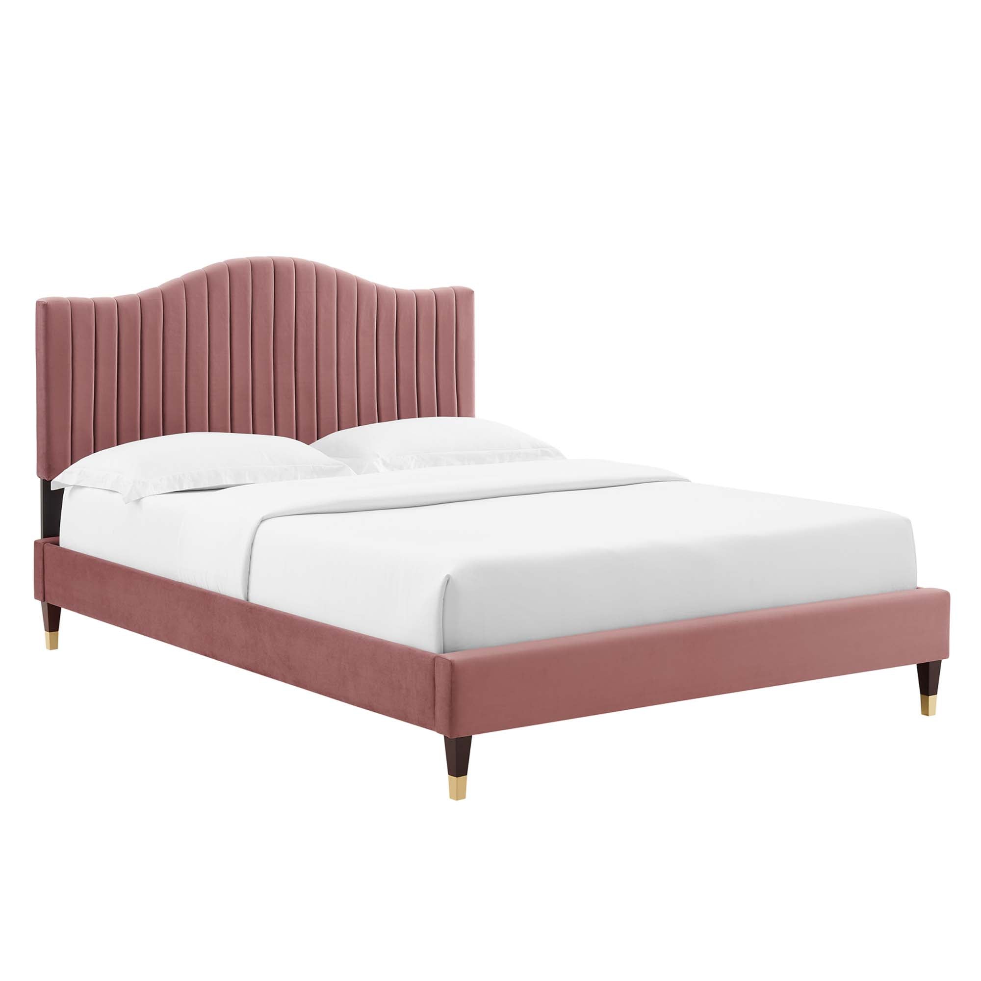 Juniper Dusty Rose Channel Tufted Performance Velvet Full Platform Bed