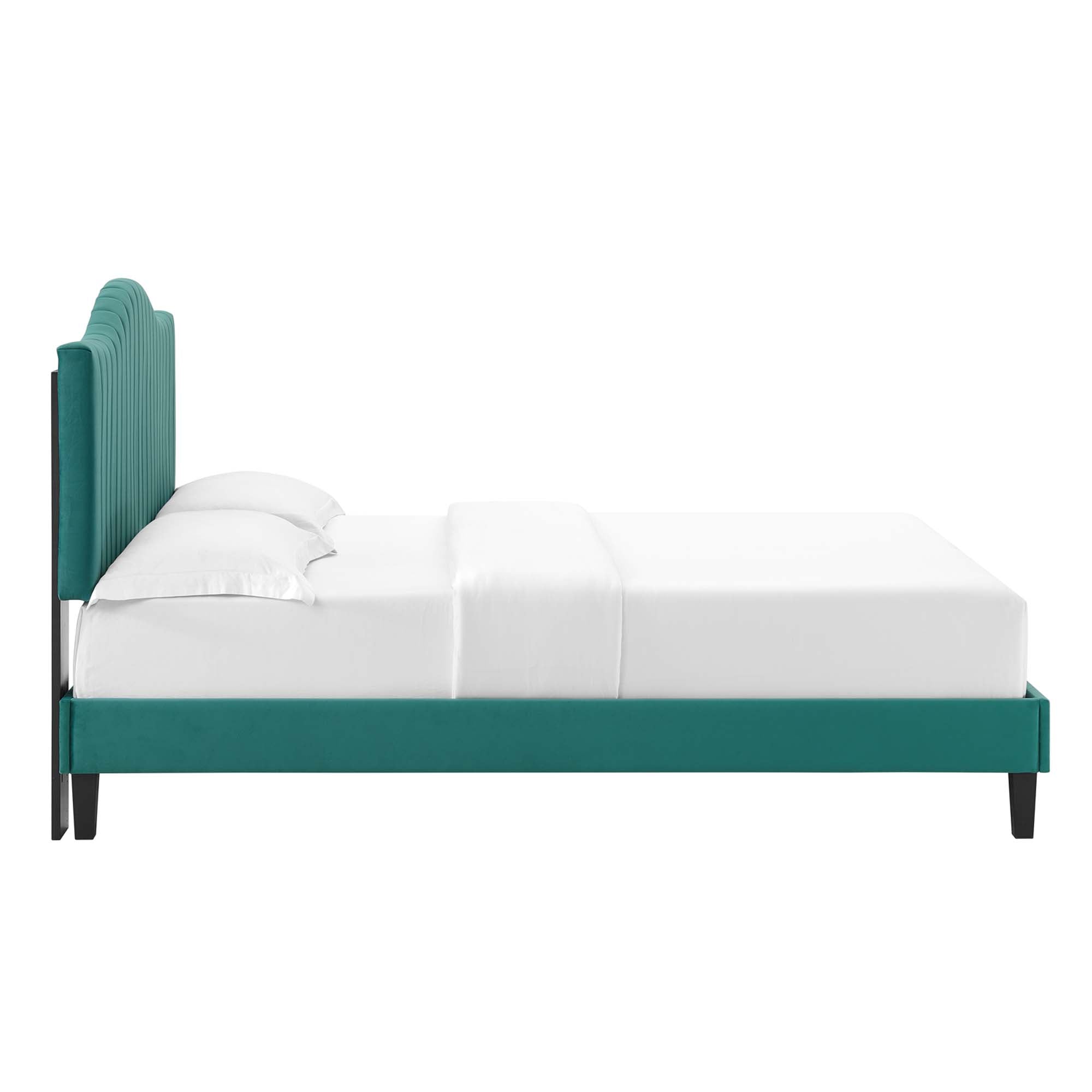 Juniper Teal Channel Tufted Performance Velvet Full Platform Bed