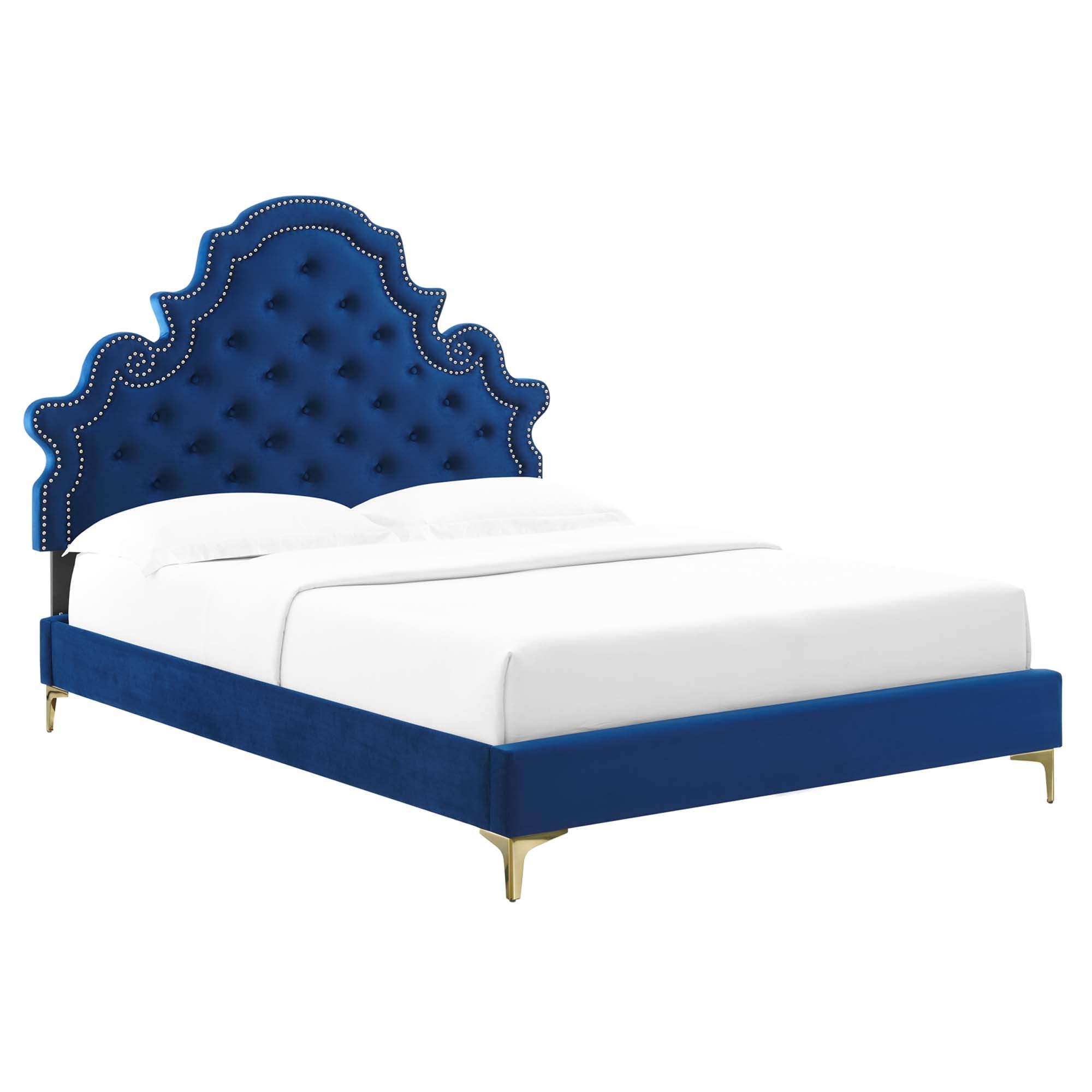 Gwyneth White Tufted Performance Velvet Twin Platform Bed